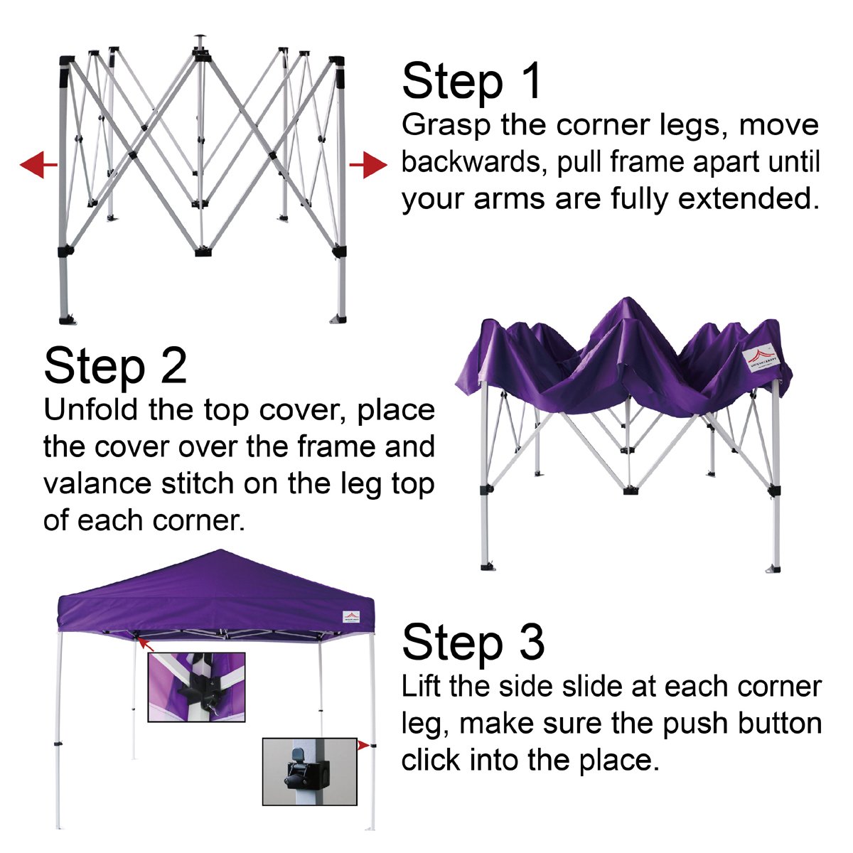 10'x10' Pop Up Canopy Tent - Heavy Duty Commercial Instant Shelter with 4 Removable Zippered Side Walls, Carry Bag & Sand Bags - Perfect for Outdoor Events, Farmers Markets, Beach Parties & Camping