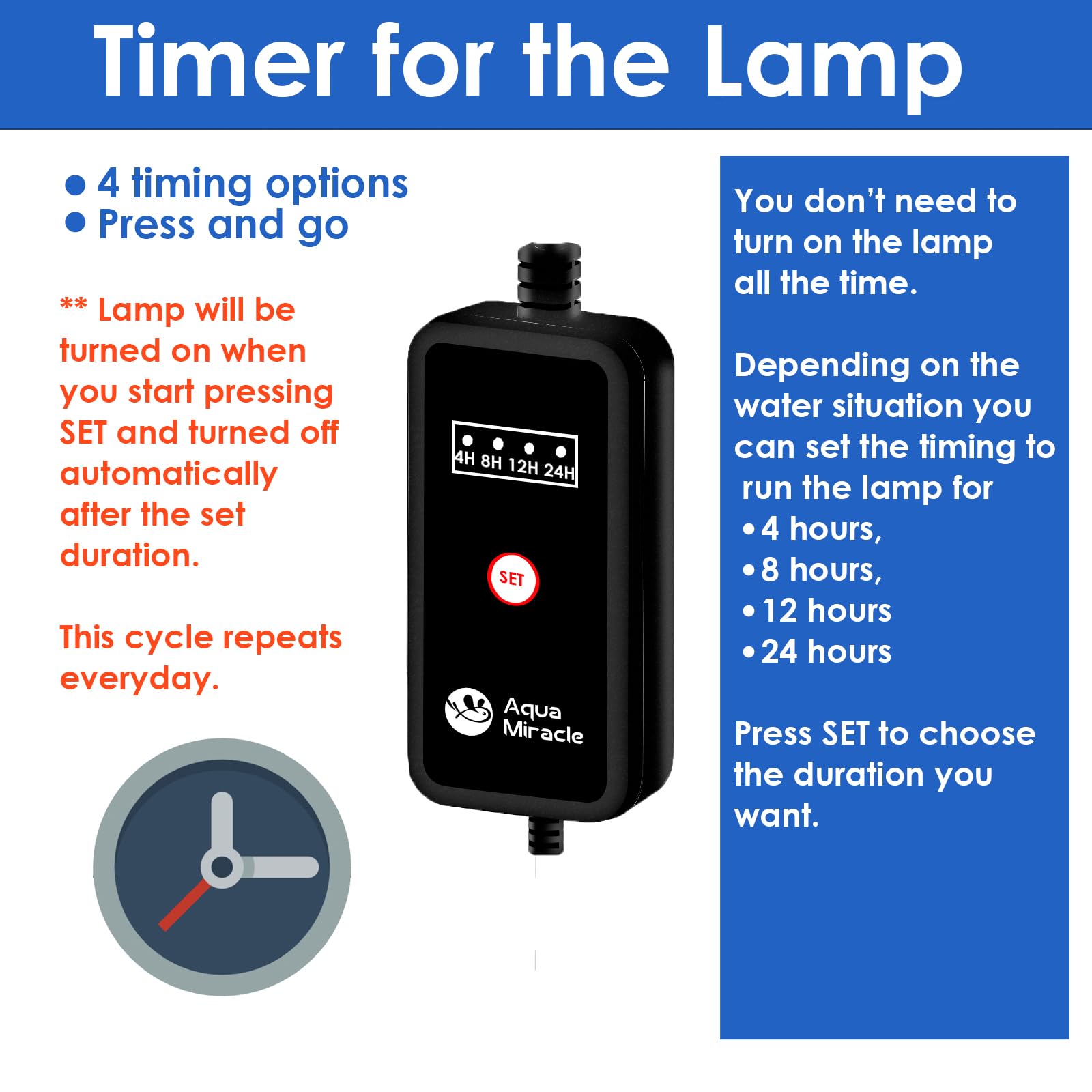 AquarMiracle UV-C Light for Aquarium with Timer, In-Line & In-Tank Green Bloom Clean Light (6W) - Perfect for 20-40 Gallon Fish Tanks - Eliminates Algae & Keeps Water Crystal Clear for Healthy Fish & Plants
