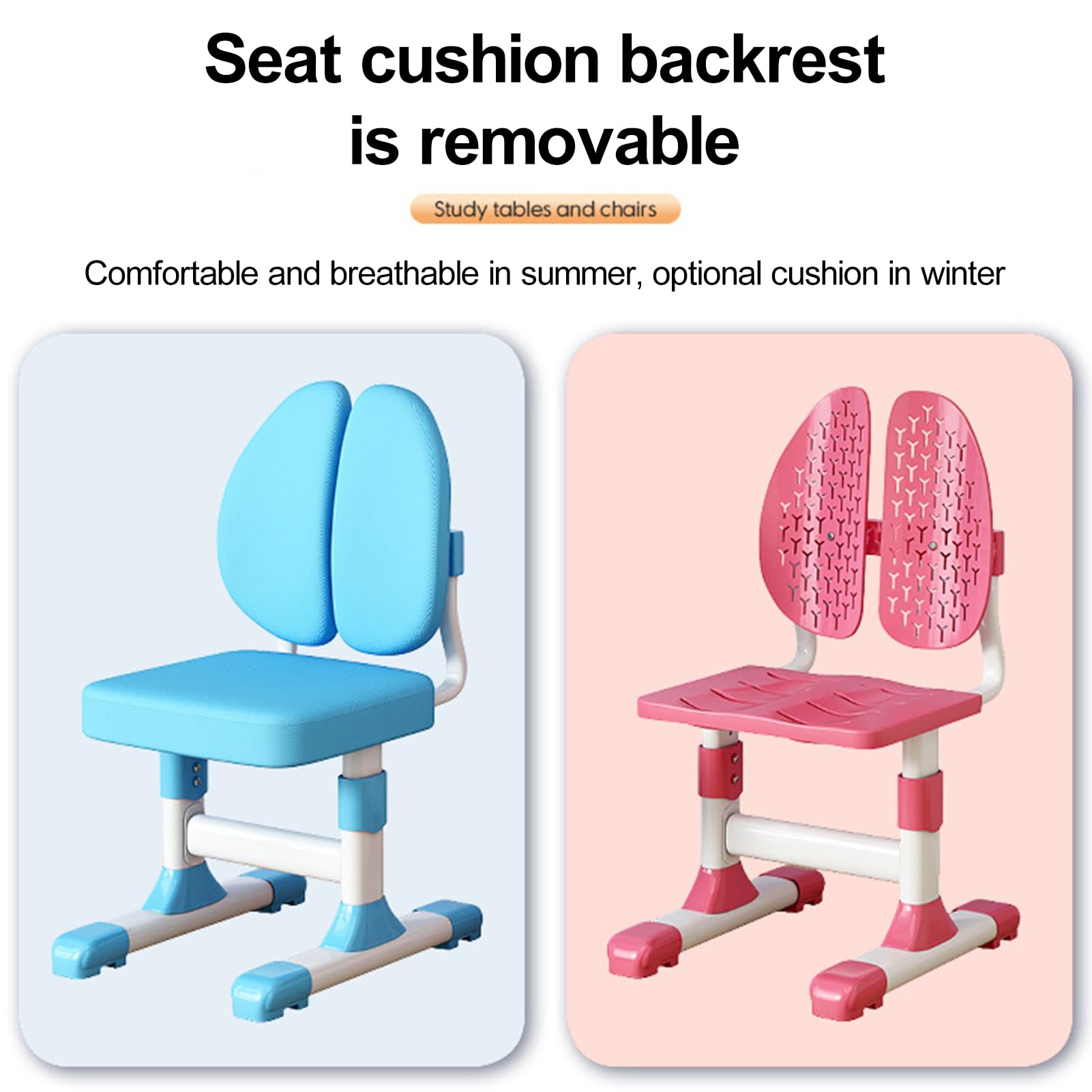 Adjustable Kids Desk and Chair Set for Girls - Ergonomic Study Table with Large Writing Board, Pull-Out Drawer & Book Stand - Perfect for School, Homework & Online Learning (Blue)