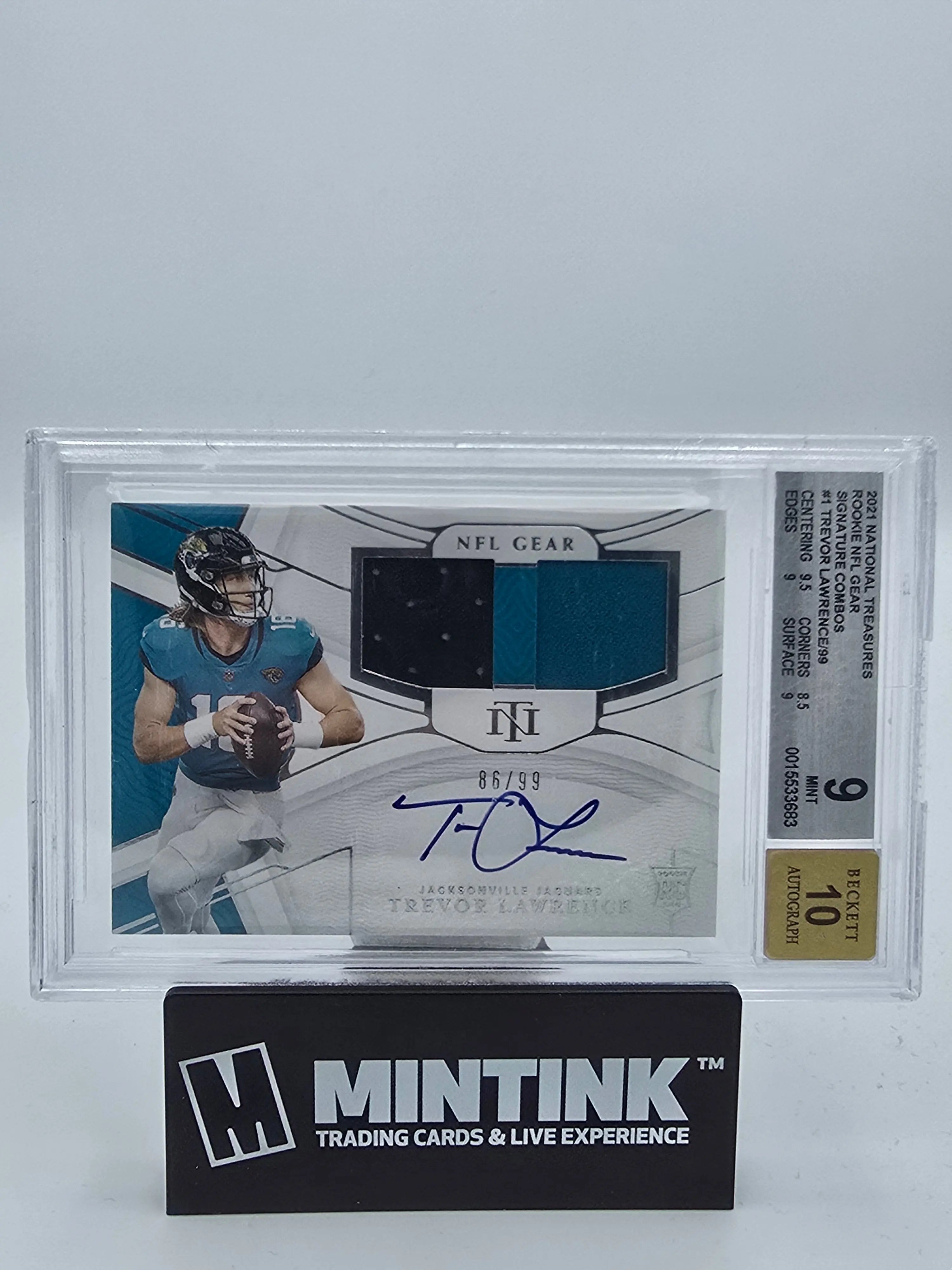 2021 Panini National Treasures Trevor Lawrence Rookie Card BGS 9/99 - NFL Autographed Memorabilia for Collectors & Fans | Perfect for Sports Memorabilia Displays & Investment Portfolios