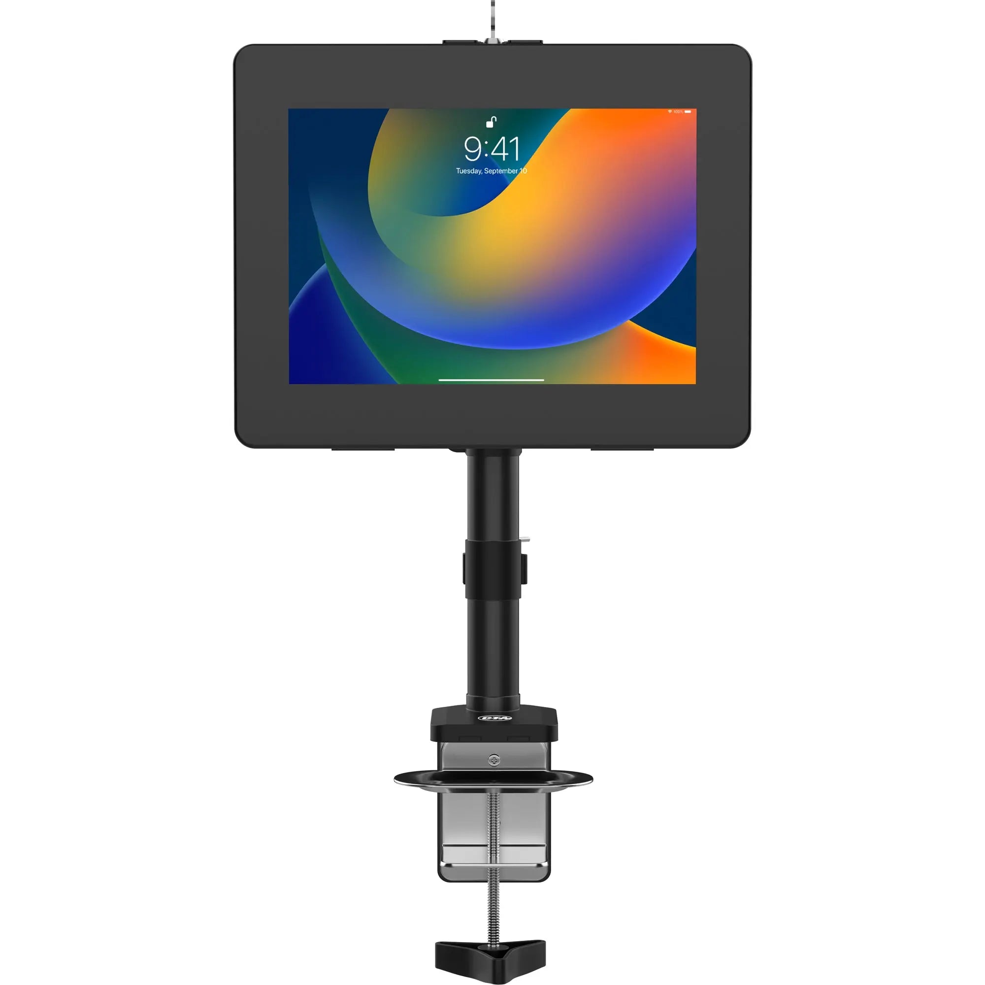 Adjustable Articulating Desk Clamp Mount with Secure Enclosure - Perfect for Monitors, Laptops, and Tablets in Home Office & Gaming Setups