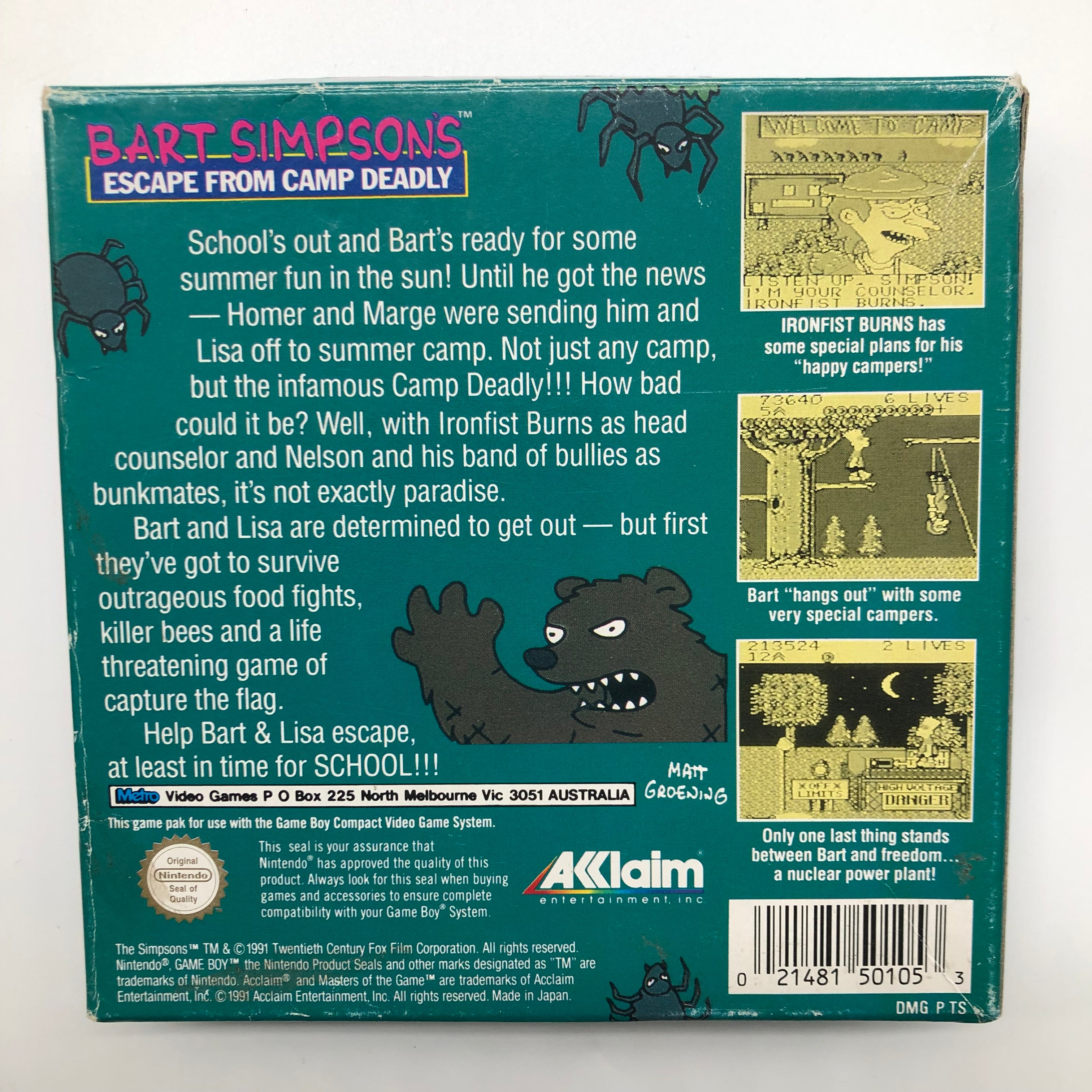 Bart Simpson's Escape from Camp Deadly - Complete Original Nintendo Gameboy Game (Boxed) - Retro Gaming Collectible & Perfect Gift for 90s Cartoon Fans
