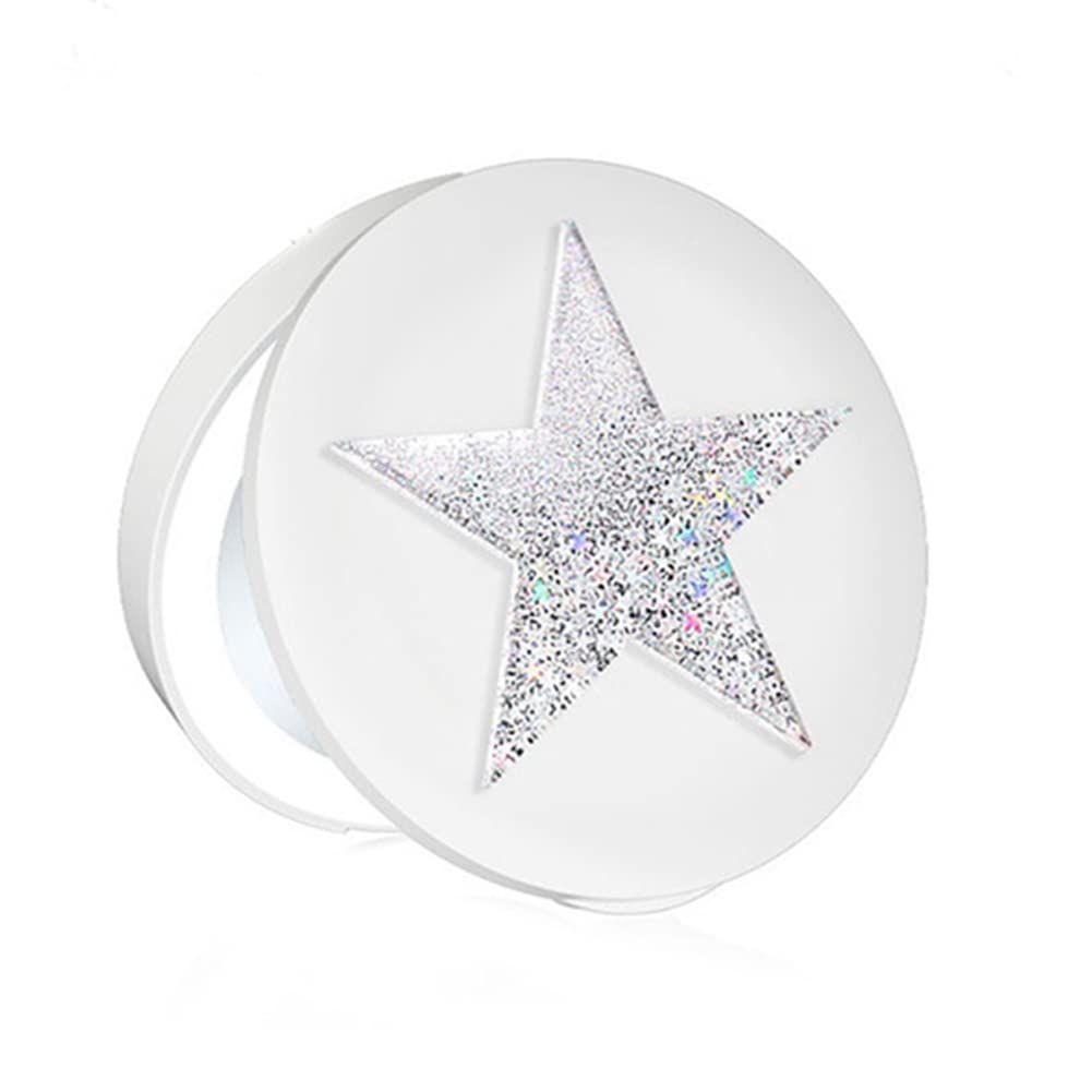 Portable Double-Sided Foldable Cosmetic Mirror with Stars - Compact Makeup Mirror for Women, Travel & Home Use, Perfect Gift (White)