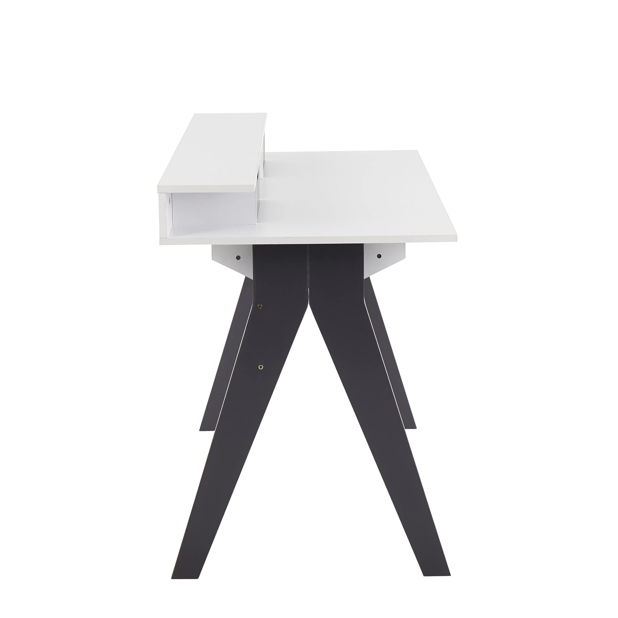 LumiSource Wishbone White Desk - Modern Home Office & Computer Desk with Drawers, Compact Writing Desk for Small Spaces, Bedroom & Gaming Setup - Perfect for Remote Work, Study & PC Gaming Stations