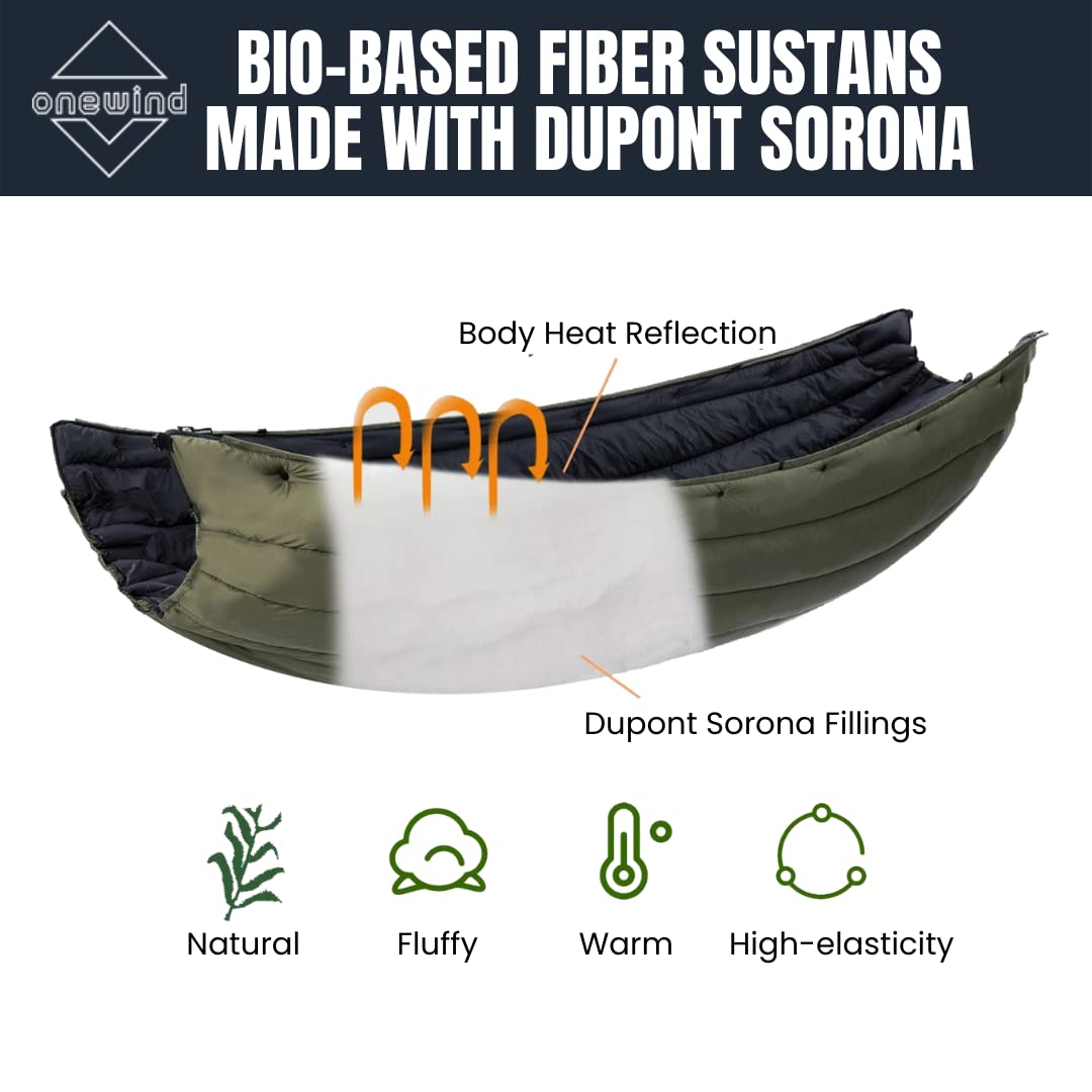 OneWind Double Hammock Underquilt - 3-4 Season Warm Insulated Camping Gear, Ultralight & Portable for Backpacking, Hiking - Perfect for Cold Weather Camping and Outdoor Adventures
