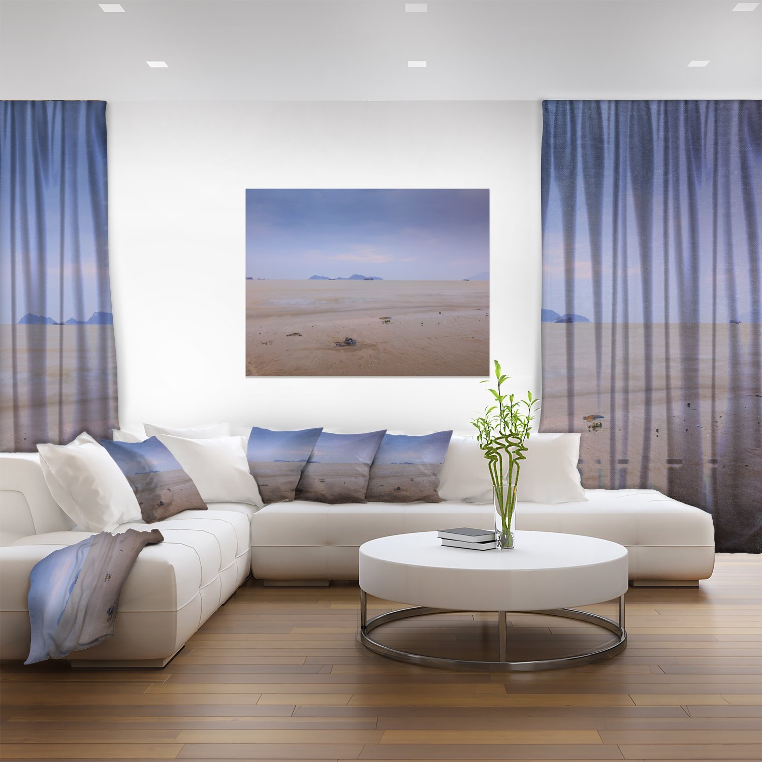 Soft Blue Sunset at Lung Kwu Tan Beach - Stunning Landscape Canvas Wall Art for Living Room, Bedroom & Office Decor