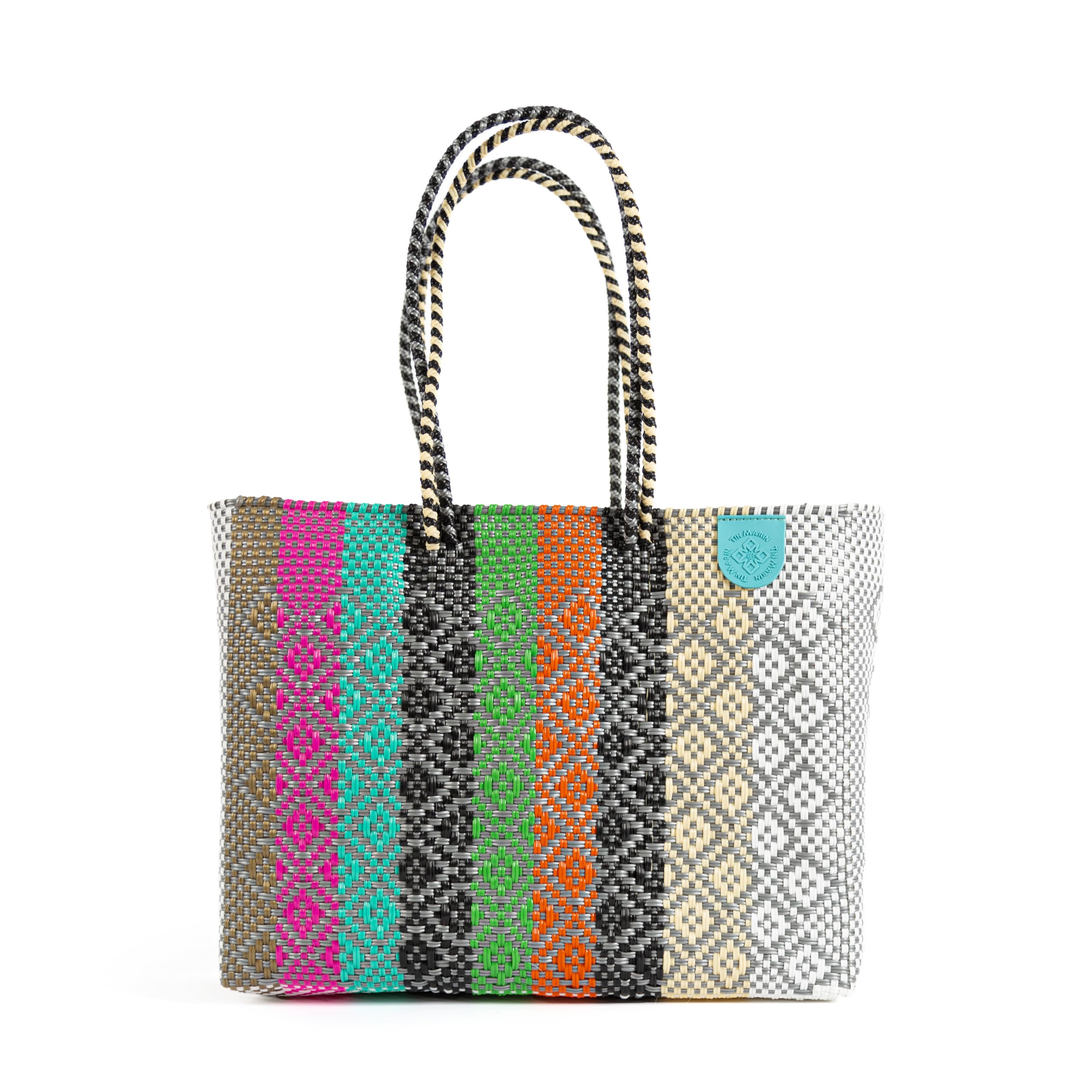 Eco-Friendly Maya Super Tote Bag - Handwoven Recycled Plastic Mexican Beach Tote - Water-Resistant Summer Bag in Vibrant Colors - Perfect for Beach Trips, Shopping & Eco-Conscious Fashion