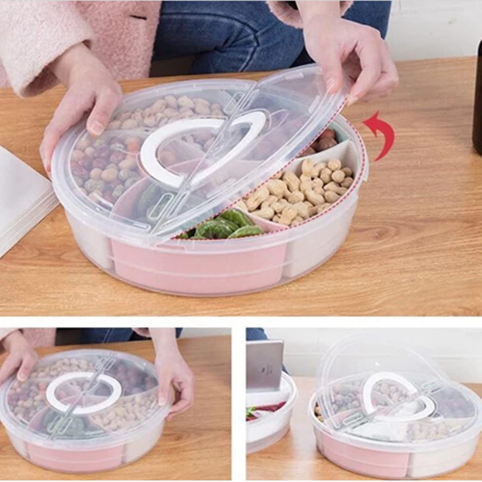 Handheld Dried Fruit Tray with Lid - Airtight Food Storage Container for Snacks, Candy & Fresh Fruits | Perfect for Kitchen, Office & Travel Organization