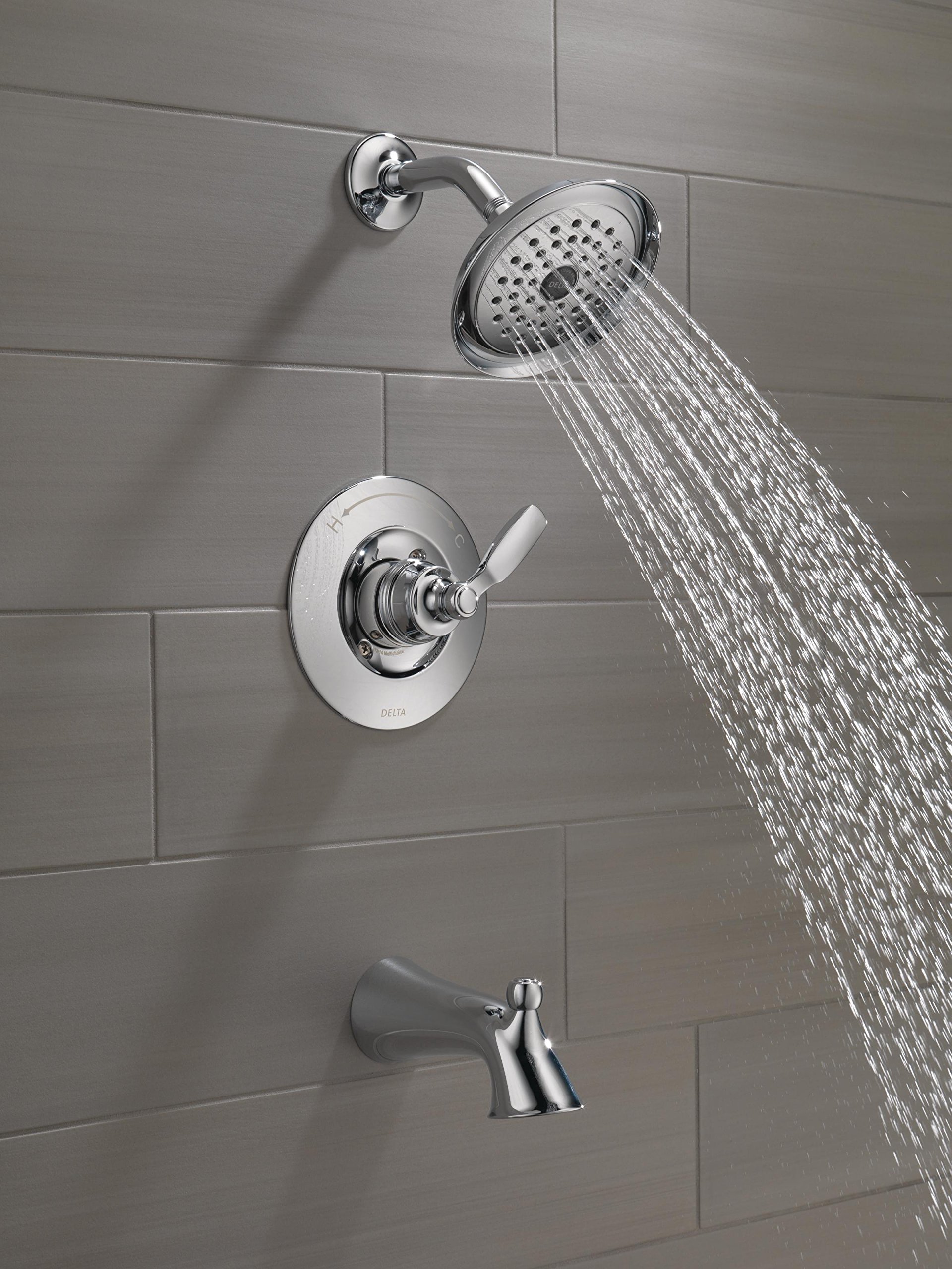 Delta Faucet Woodhurst 14 Series Single-Handle Chrome Tub and Shower Faucet with Single-Spray Shower Head - T14432 Chrome Shower Trim Kit (Valve Not Included) - Perfect for Modern Bathroom Renovations and Spa-Like Shower Experiences