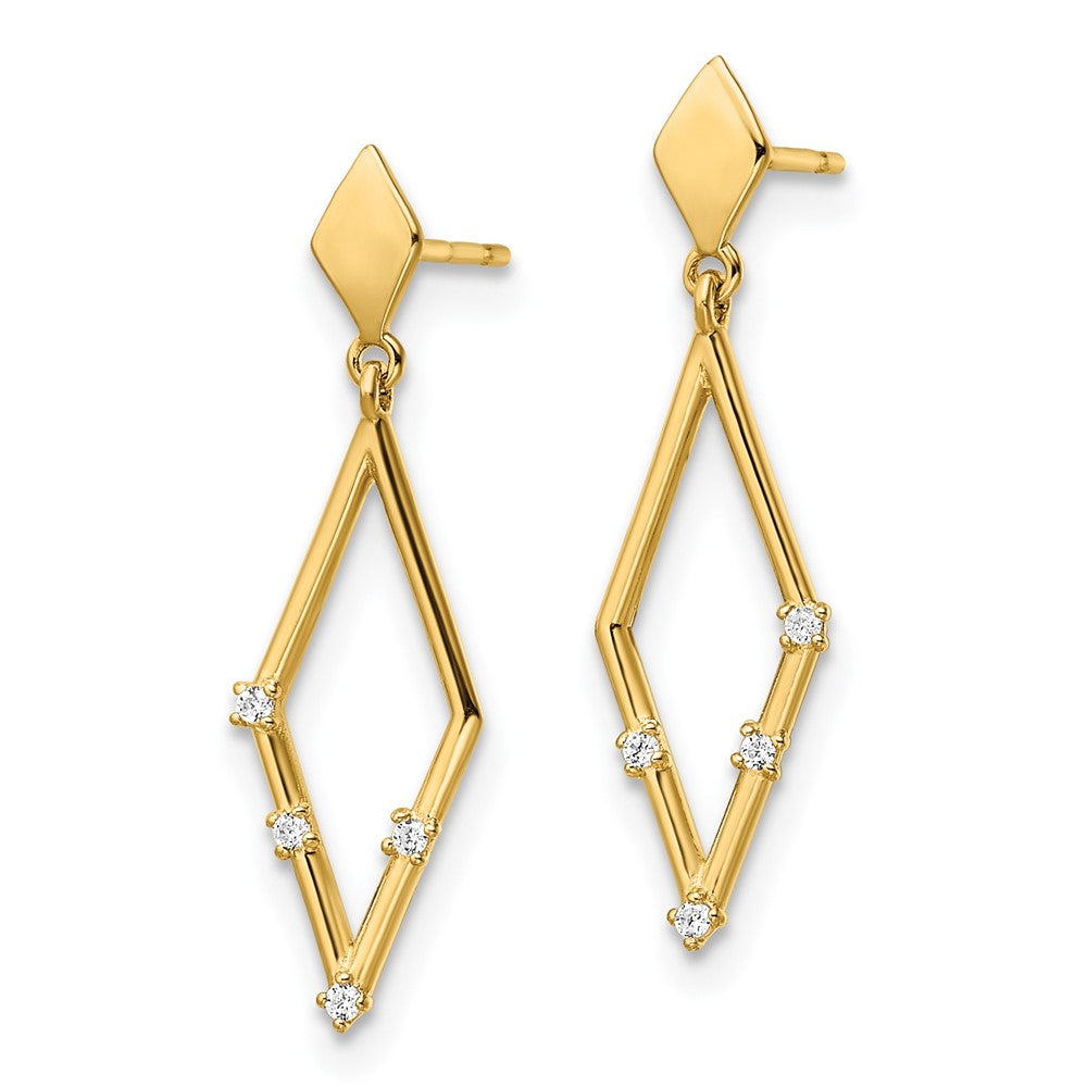 Gold CZ Dangle Post Earrings SE3028 - Elegant Cubic Zirconia Stud Earrings for Women, Perfect for Parties, Weddings & Everyday Wear