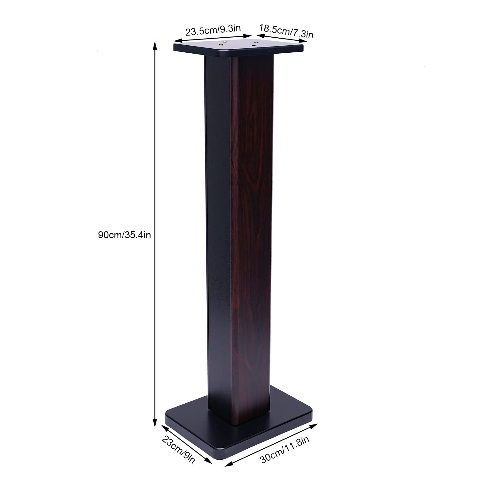 Premium 36 Inch Universal Speaker Stands for Bookshelf & Floor Speakers - Dark Wood Grain Design, Supports Up to 56.12Lbs (2-Pack) - Perfect for Home Theater, Studio & Living Room Audio Setup