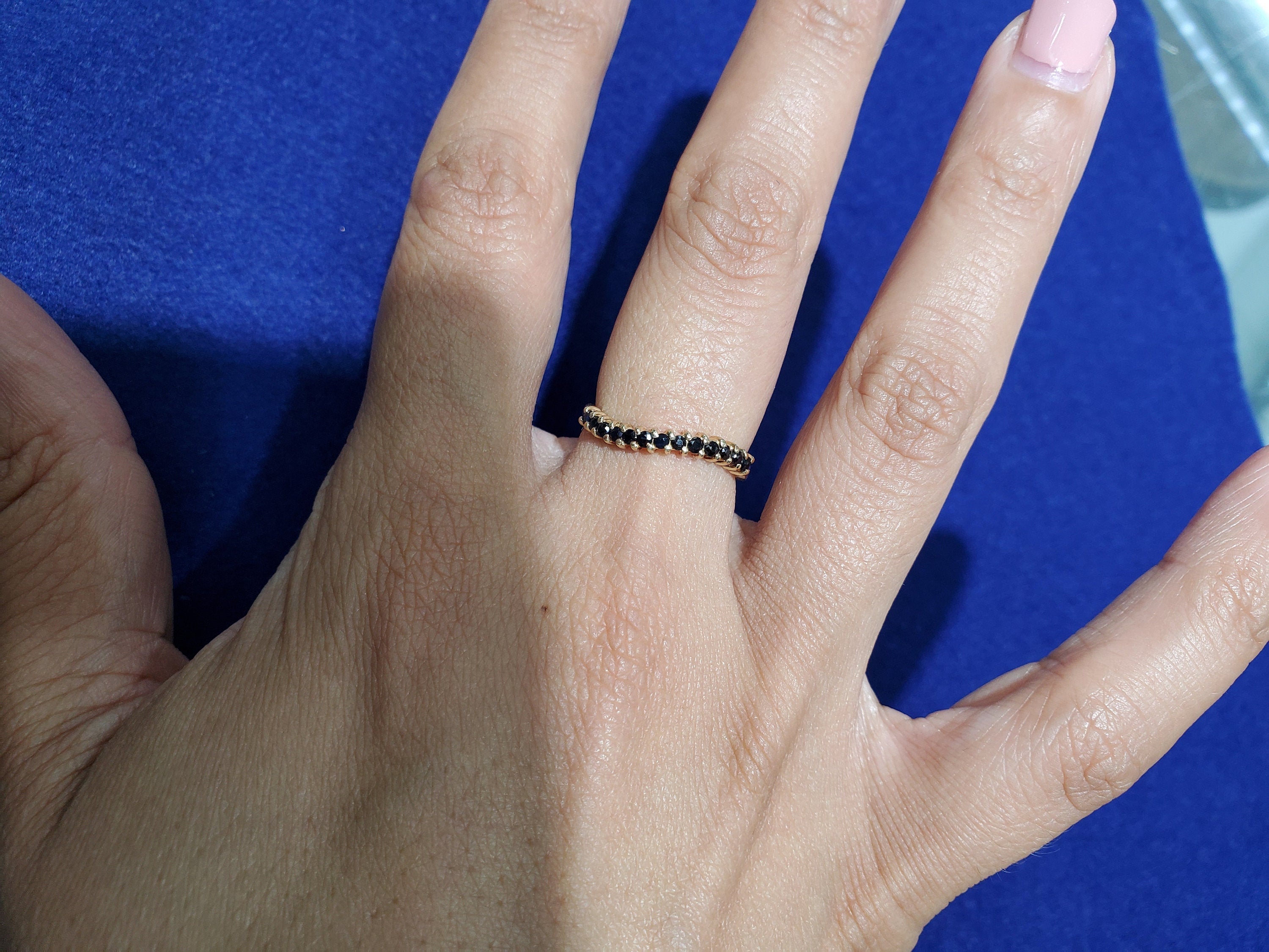 10K Yellow Gold Curved Ruby & Sapphire Stackable Ring - Elegant Layered Jewelry for Weddings, Anniversaries & Special Occasions