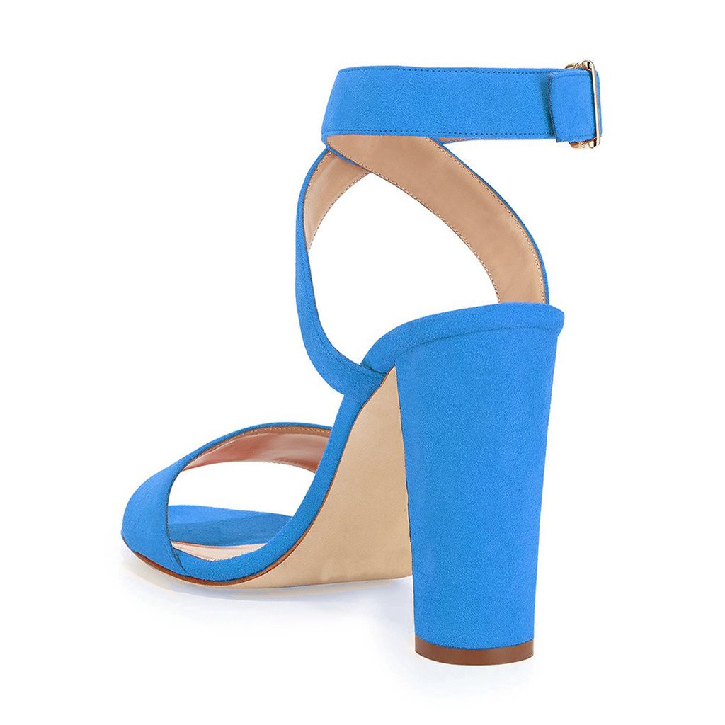 XYD Elegant Women's Prom Pumps - Suede Open Toe Cross Strap Slingback Chunky Heel Sandals for Weddings, Parties & Special Occasions