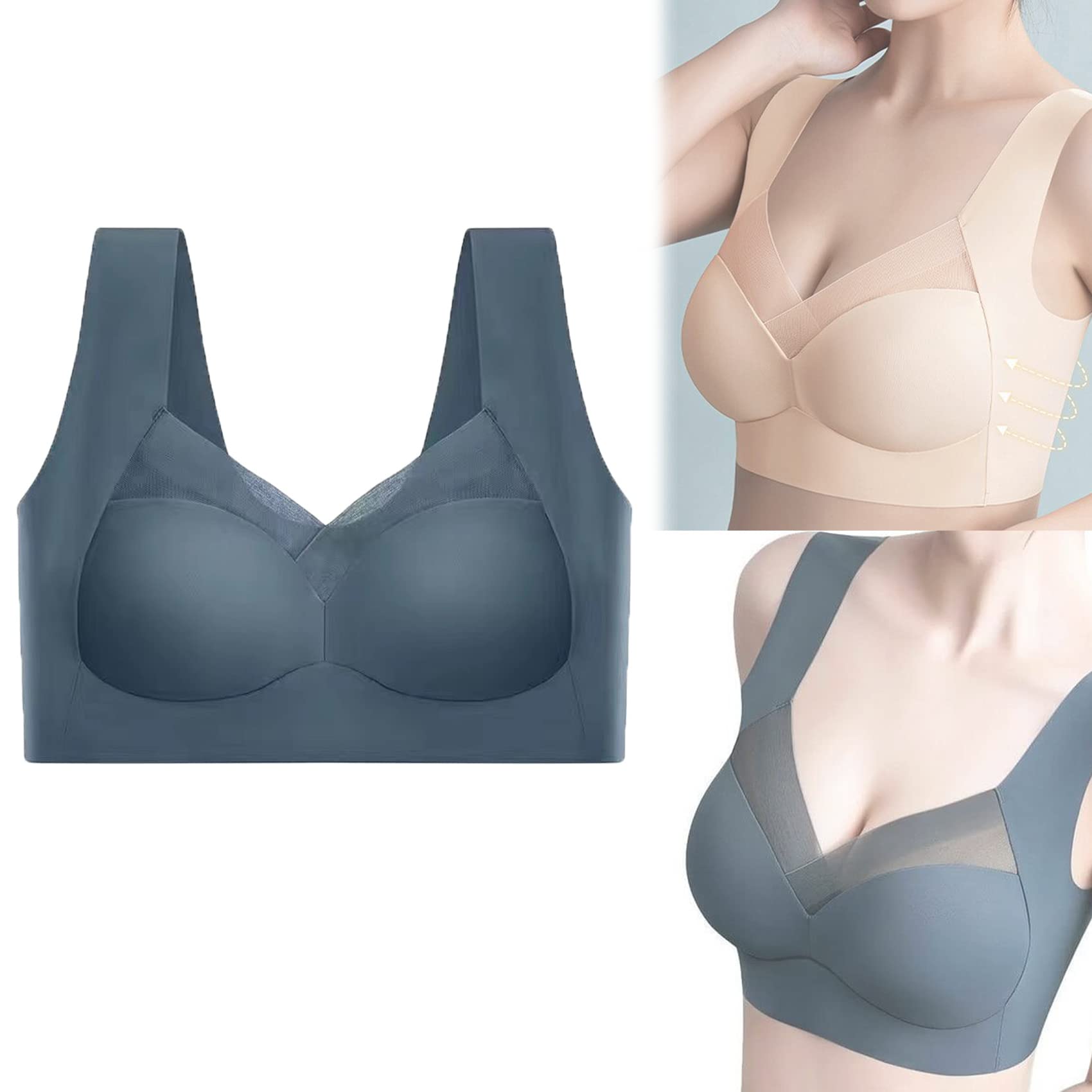 GEOBY Deep Cup Push Up Bra - Wireless Comfort, Sexy Summer Lingerie (True to Size, Royal Blue) - Perfect for Date Nights, Beach Outfits & Everyday Wear
