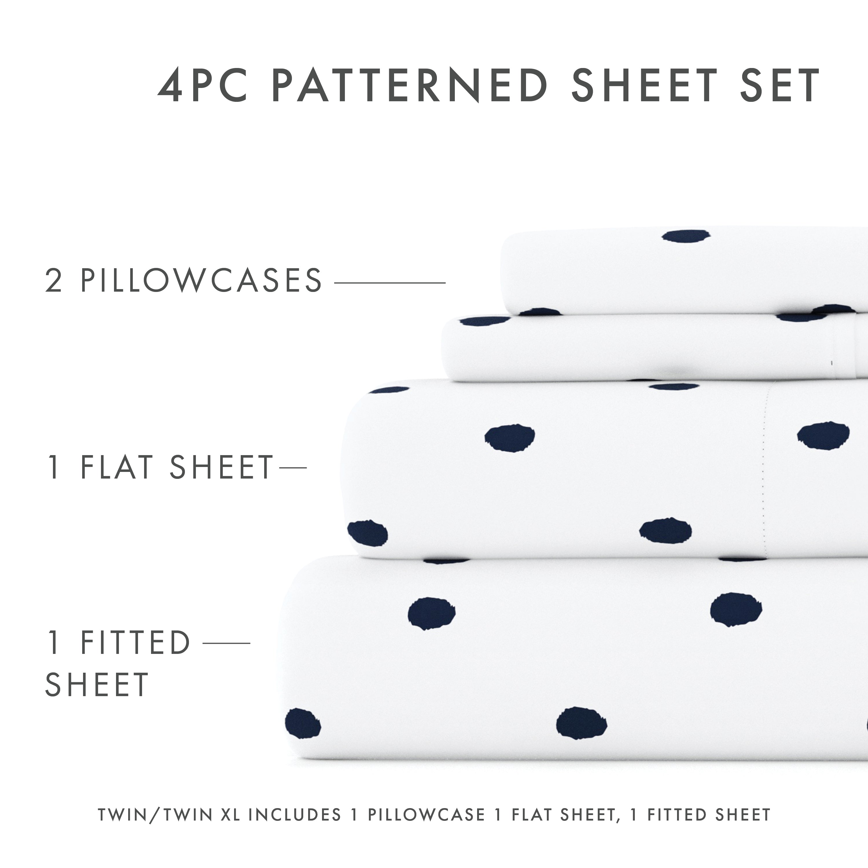 Stylish Dots Pattern 4-Piece Bed Sheet Set - Soft & Breathable Cotton - Queen Size - Perfect for Bedroom Decor & Guest Room Essentials