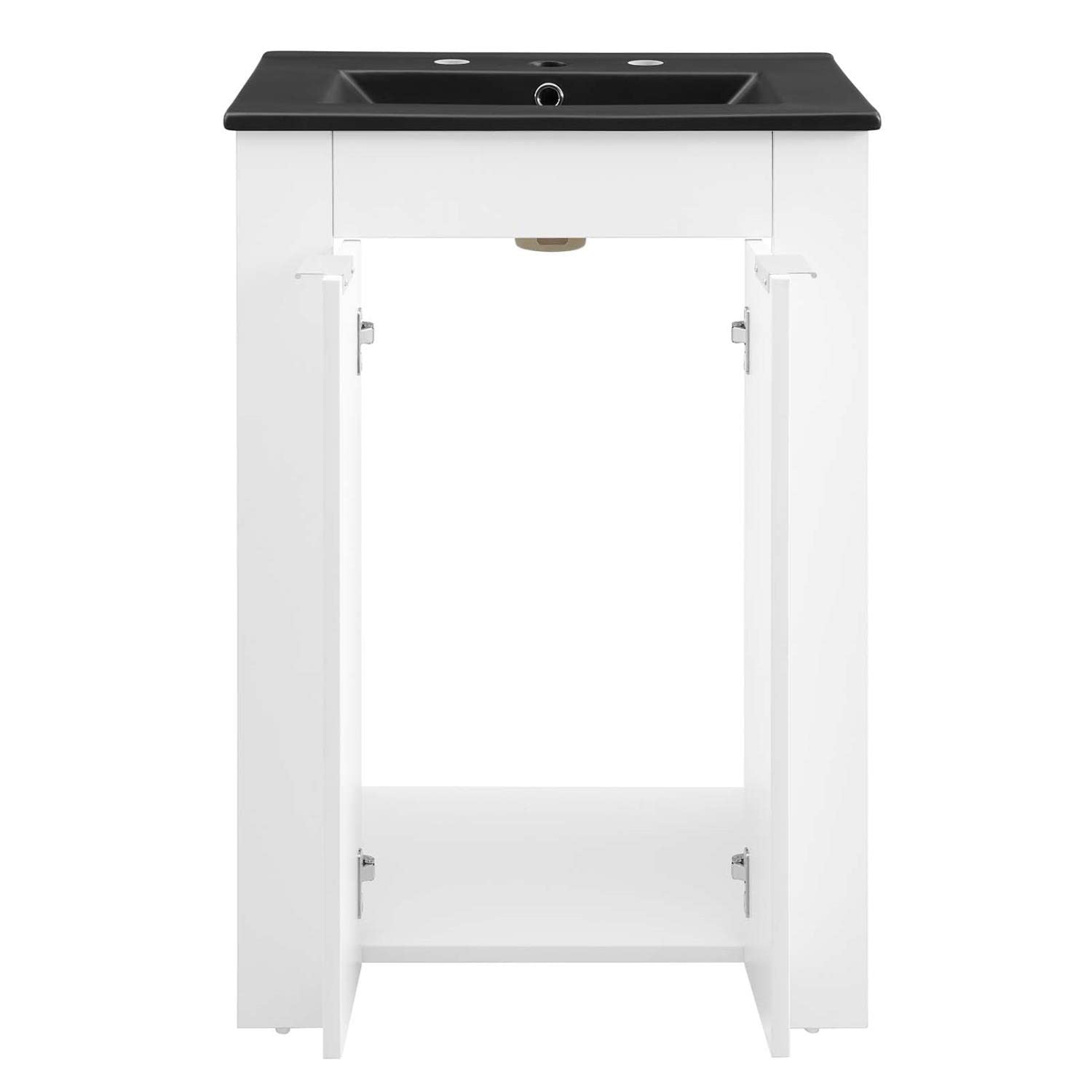 Modway Maybelle 24 Inch White and Black Bathroom Vanity with Sink - Modern Small Space Vanity for Powder Rooms, Guest Bathrooms & Apartments