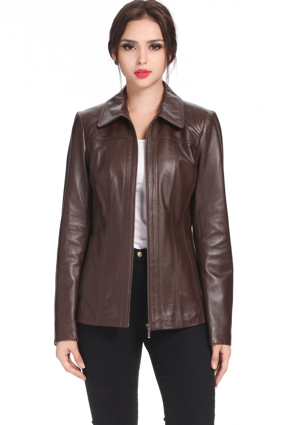 BGSD Women's Ellen Lambskin Leather Jacket - Regular, Plus Size & Petite Sizes Available | Stylish Outerwear for Casual Wear, Date Nights & Fall Fashion