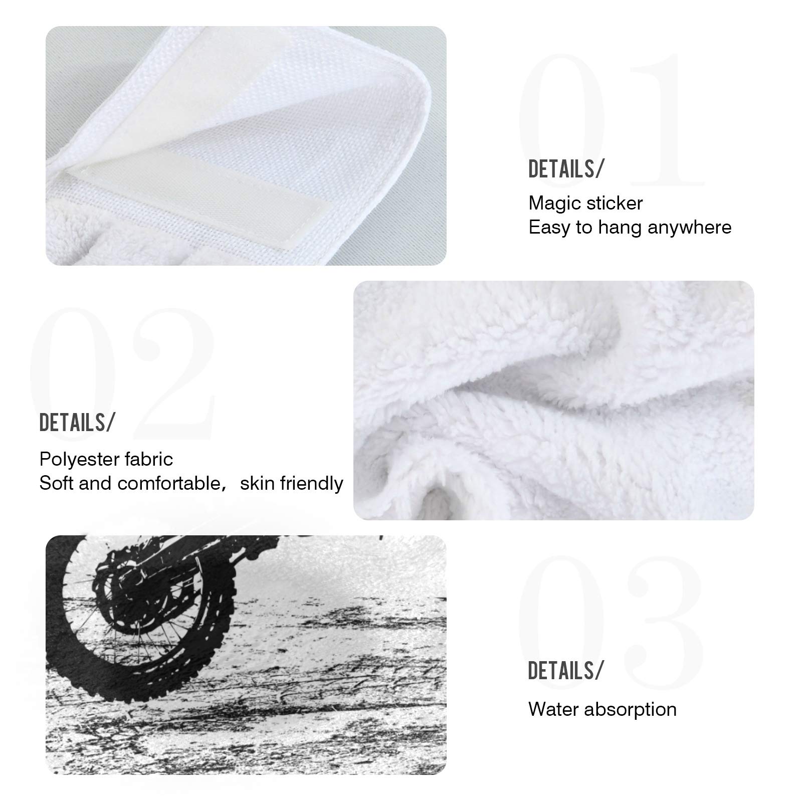 Blueangle 2 Pcs Motocross Rider Kitchen Hand Towels - Absorbent Coral Velvet Hanging Towels for Kitchen, Bathroom, and Outdoor Adventures