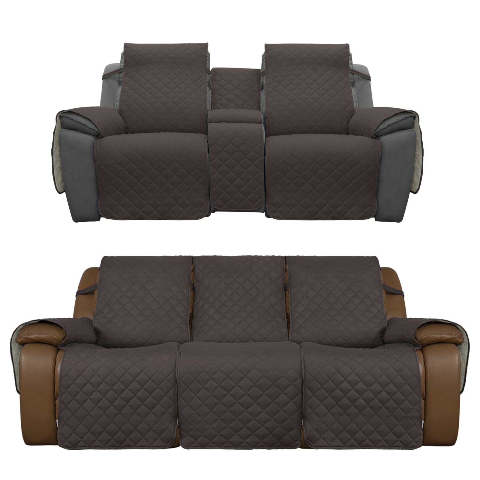 Reversible Loveseat Recliner Cover with Console - Stretchable Sofa Protector for Pets, Kids & Spills | Perfect for Living Room, Family Room & Home Theater