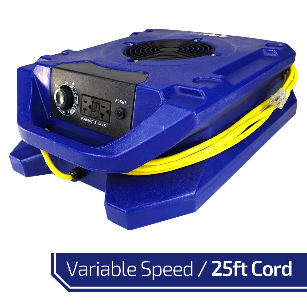 OdorStop OS1400 Heavy Duty Low Profile Air Mover with LED Light - Powerful Drying for Water Damage Restoration, Flood Cleanup & Industrial Ventilation