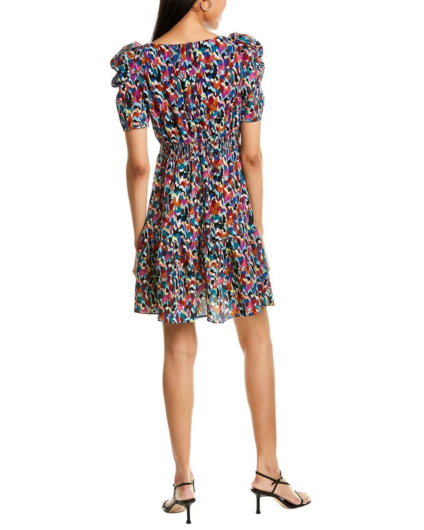 London Times Women's Elegant Smocked Waist Floral Dress with Bow Detail & Puff Sleeves - Perfect for Summer Parties, Weddings & Brunch Dates