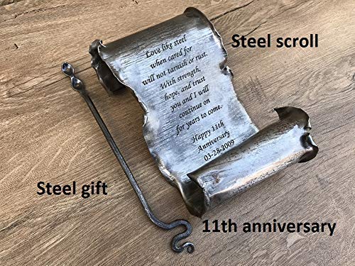 Personalized Steel Scroll - 11th Anniversary Gift for Couples | Custom Steel Keepsake for Him & Her | Perfect for Wedding Anniversaries, Romantic Gifts & Home Decor