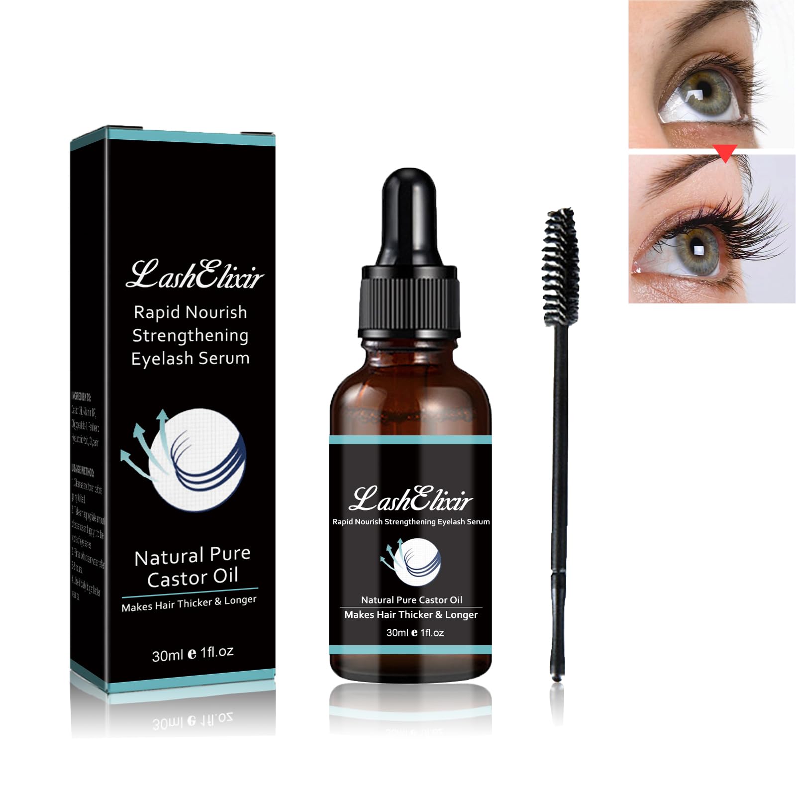 Lashelixir Eyelash Growth Serum with Organic Castor Oil - Rapid Lash Strengthening & Lengthening Treatment for Thicker, Fuller Lashes - Perfect for Daily Use, Special Occasions, and Sensitive Eyes