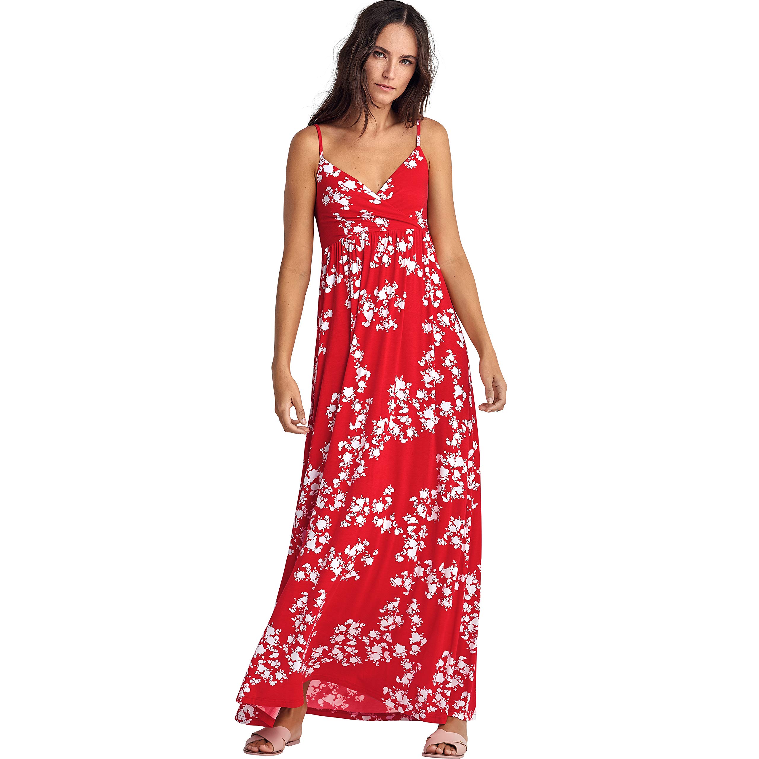 Ellos Women's Plus Size Knit Surplice Maxi Dress - Flattering Long Sleeve Flowy Dress for Casual Wear, Date Night & Special Occasions