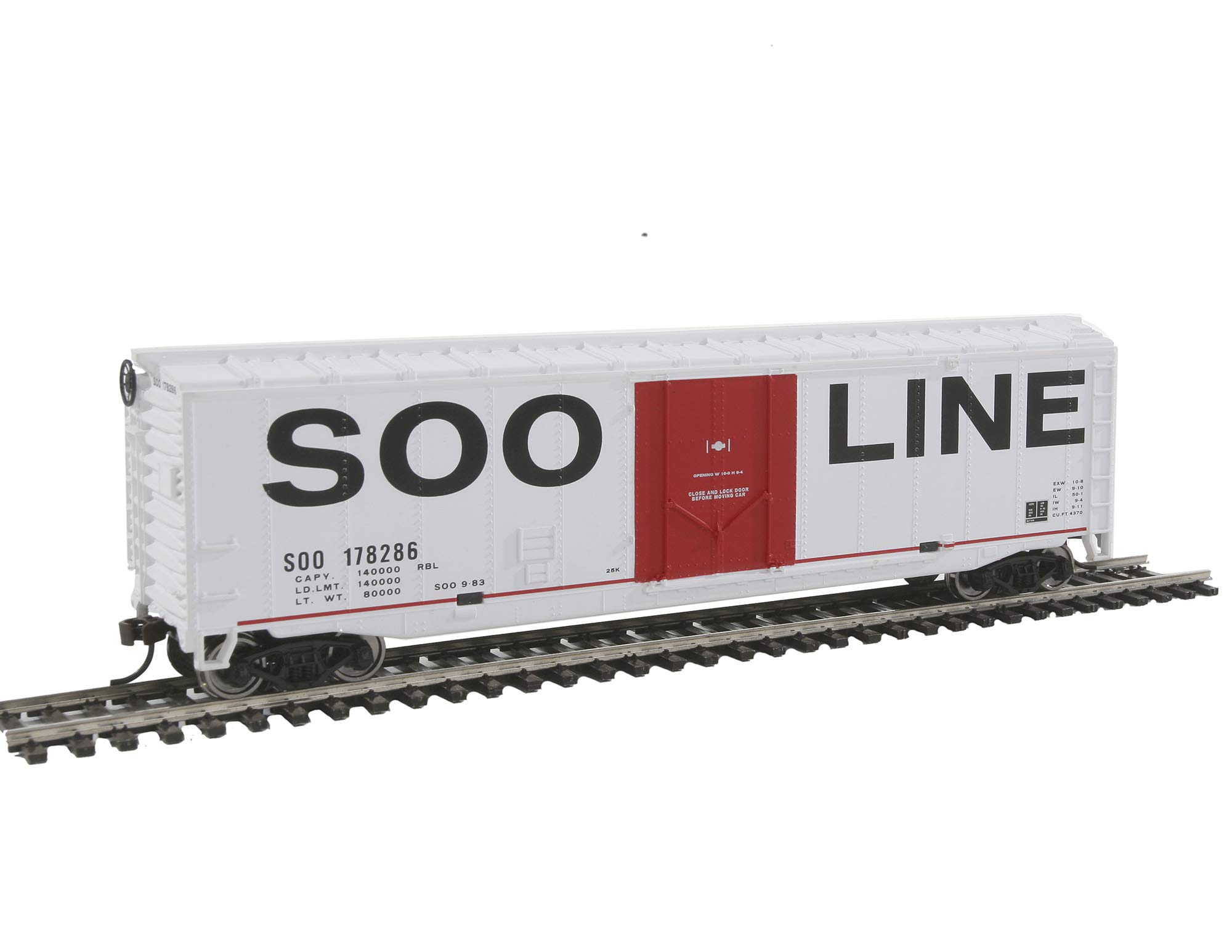 HO Scale 50' Plug-Door Boxcar Train Model with Metal Wheels - Soo Line Railroad - Perfect for Model Train Layouts, Collectors & Railroad Enthusiasts