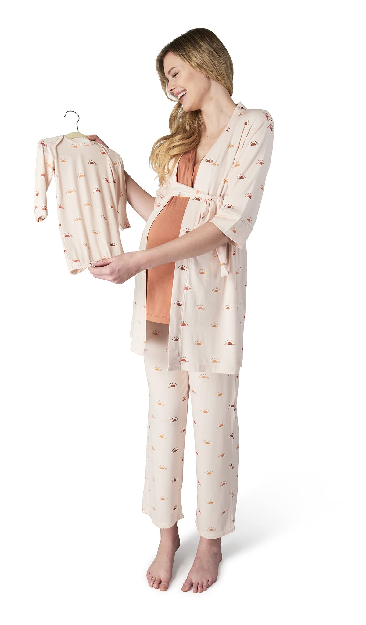 5-Piece Maternity & Nursing Pajama Set - Soft Cotton Breastfeeding PJS for Mom and Baby - Perfect for Pregnancy, Postpartum & Nighttime Nursing