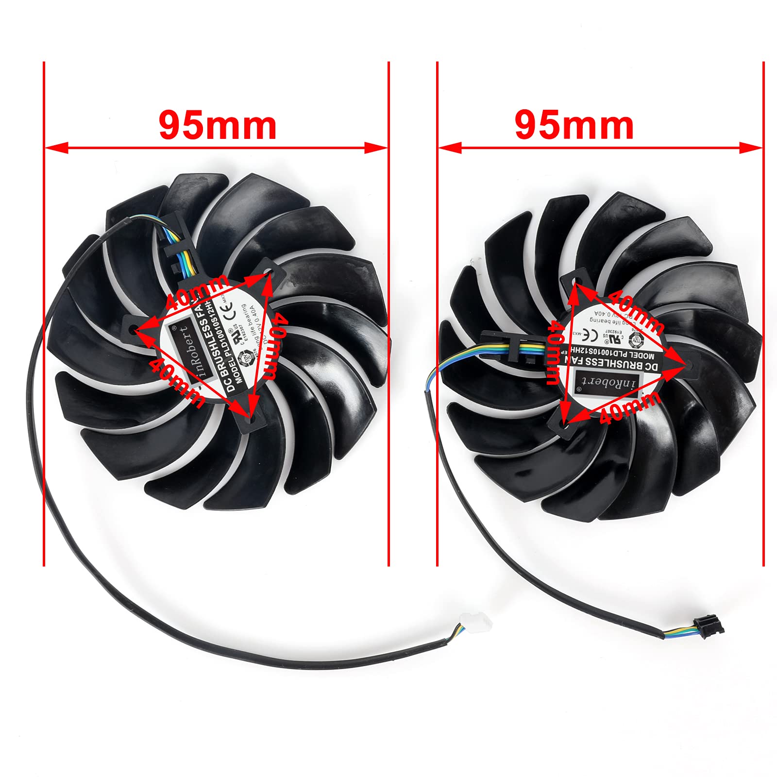 inRobert 95mm PLD10010S12HH Replacement GPU Cooling Fan for MSI RTX 3060 Ti/RTX 3070 VENTUS 2X Graphics Cards - Compatible with RTX3060 RTX3070 - Perfect for Gaming PC, Mining Rig & Workstation Cooling
