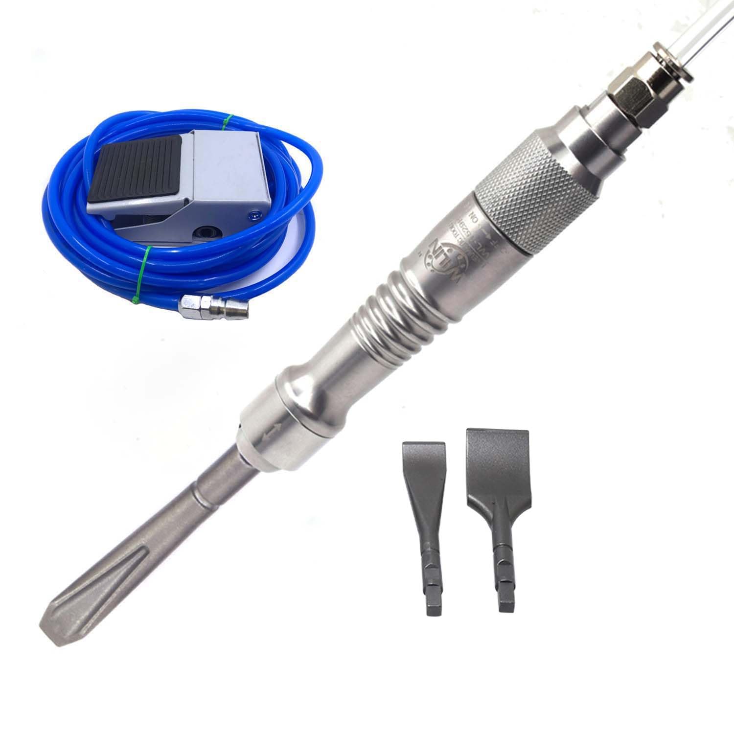 Micro Air Chisel Pneumatic Deflasking Tool for Carving Gypsum Castings & Dentures - 2 Flat Chisels with Foot Switch - Perfect for Dental Labs, Jewelry Making & Orthopedic Cast Removal
