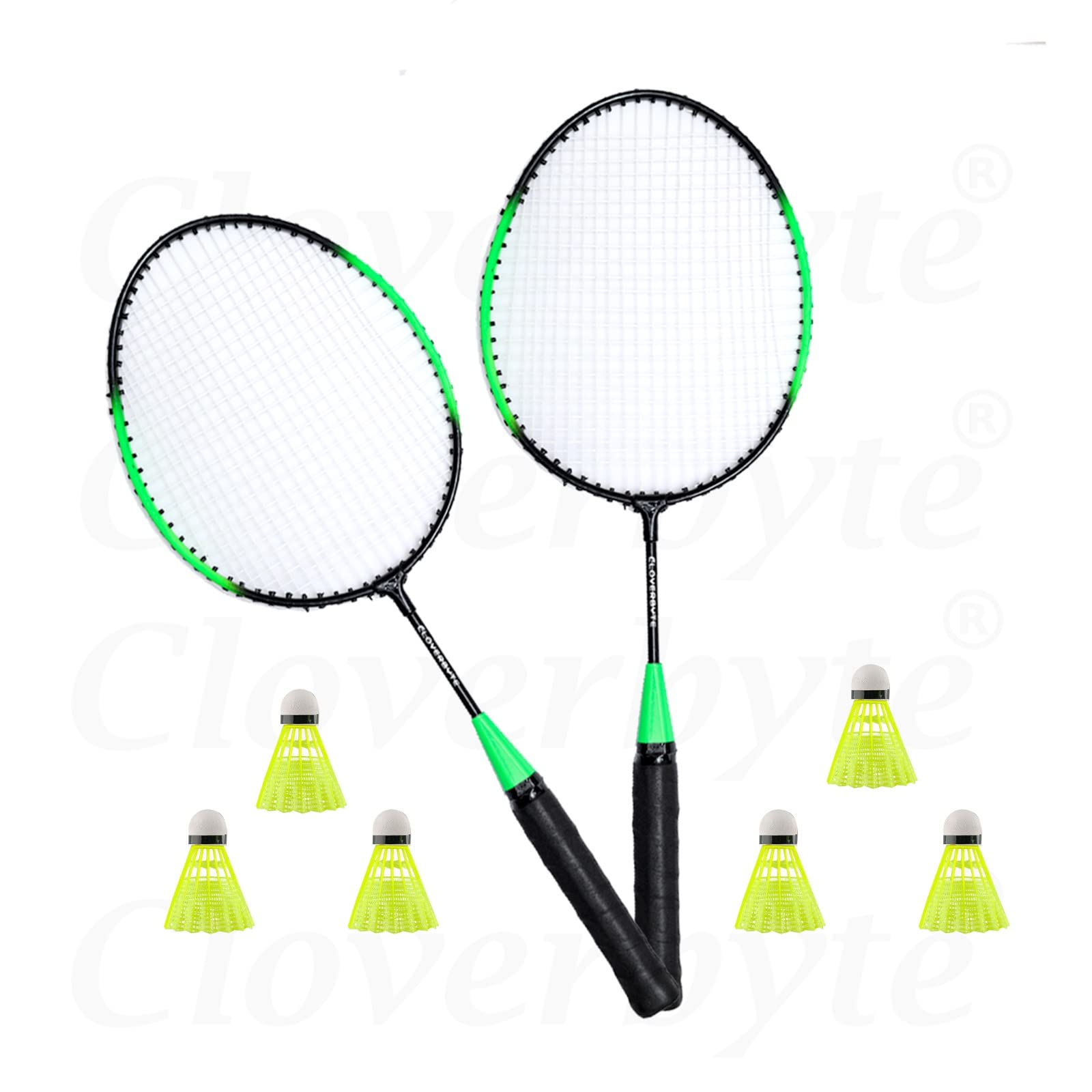 CLOVERBYTE Exotic Green Kids Badminton Racket Set with 6 Shuttlecocks - Perfect for Outdoor Play, Backyard Games & Family Fun Activities