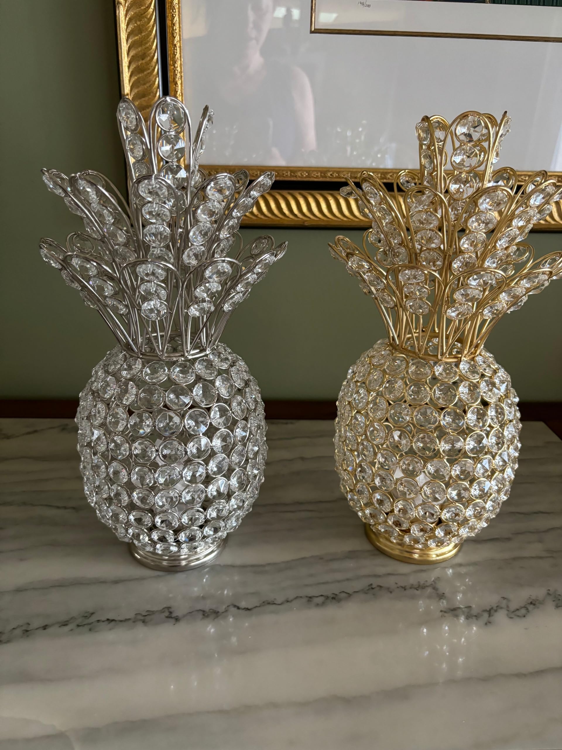 Crystal Silver Pineapple Decor - 12.5