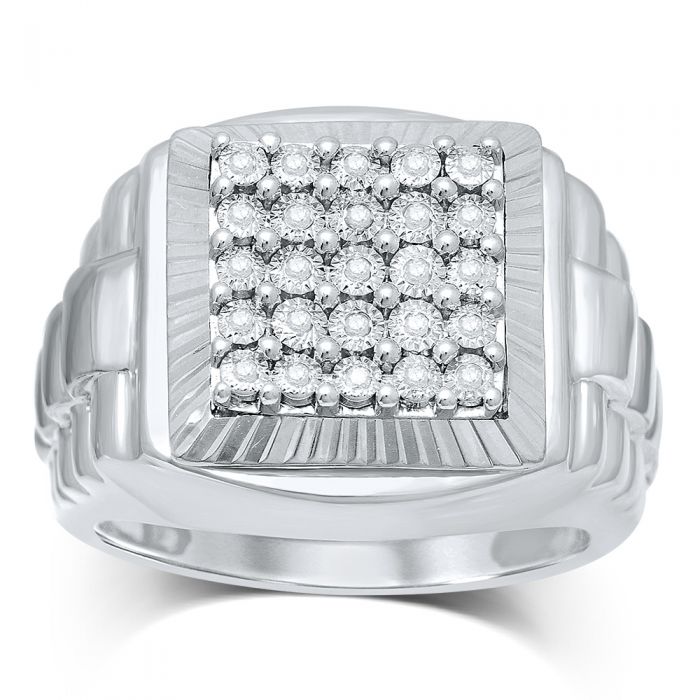25 Diamond Men's Sterling Silver Ring - Elegant Wedding Band & Anniversary Gift for Him