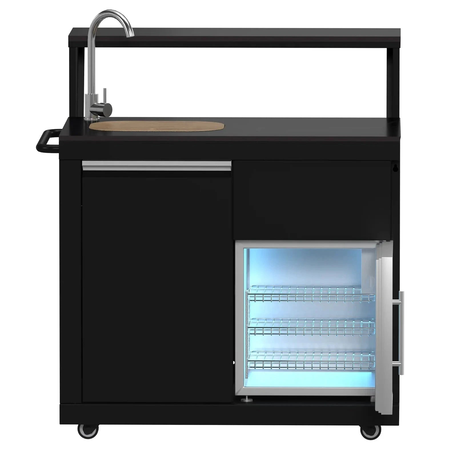 Forno All'Aperto FODKT2582BLK Outdoor Kitchen Set - Premium Stainless Steel BBQ Grill Island with Side Burner & Storage - Perfect for Backyard, Patio, and Poolside Entertaining