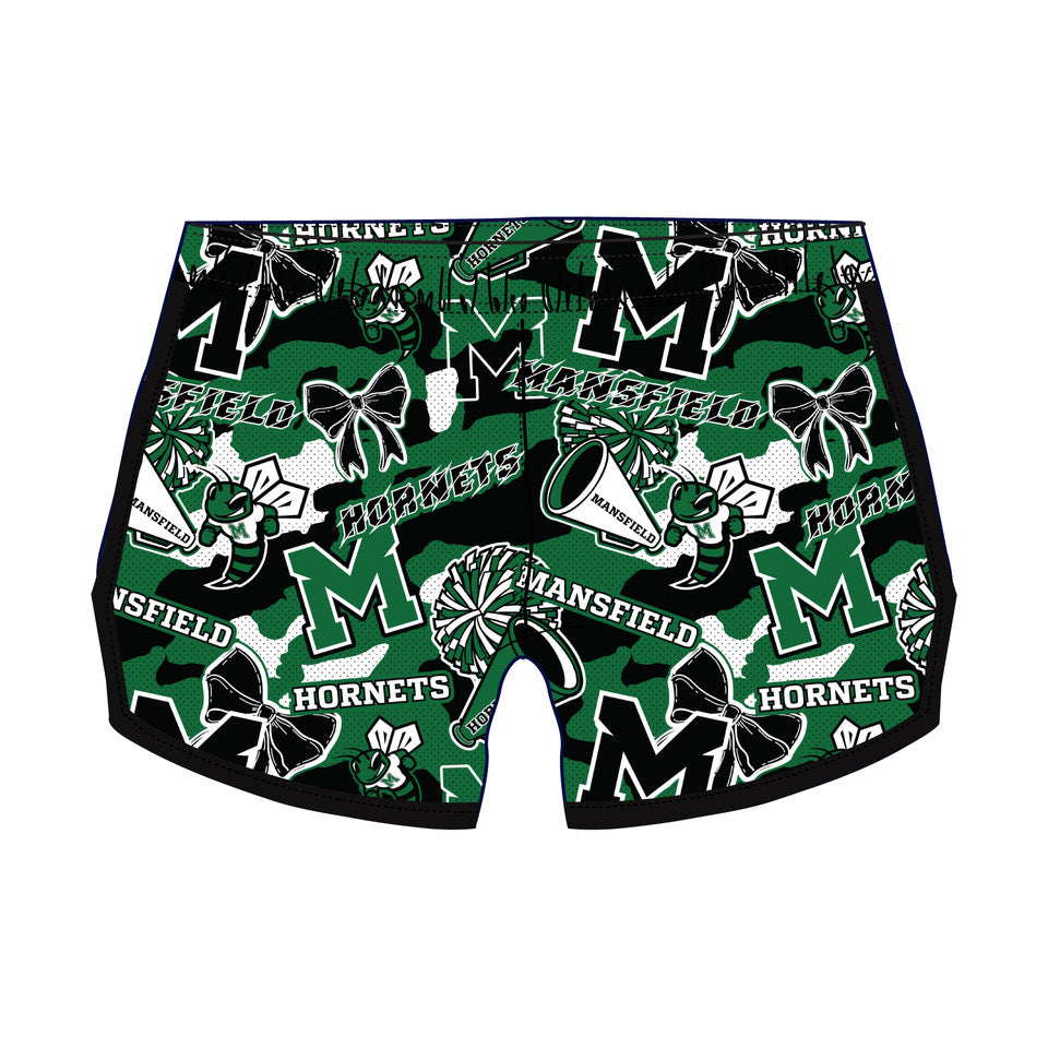 Girls & Womens Mansfield Hornets Cheerleader Shorts - Comfortable Athletic Cheer Shorts for School, Games & Practice - Perfect for Cheerleading, Dance & Sports