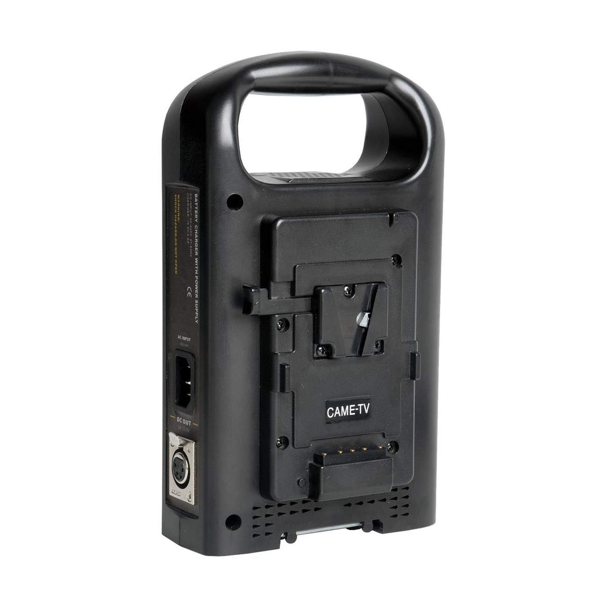 CAME-TV Dual V-Mount Battery Charger & Power Supply - High DC Output for Camera & Video Equipment - Perfect for On-Location Shooting & Studio Use
