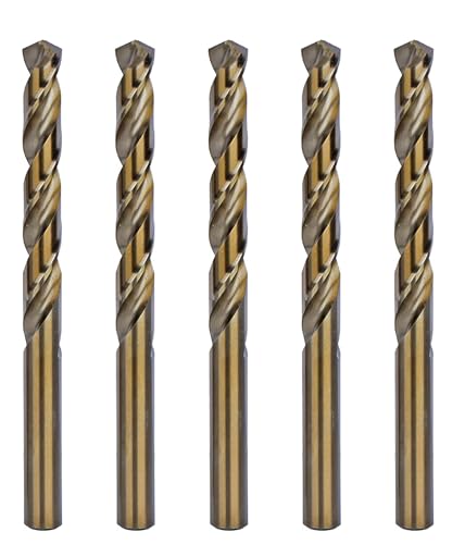 Premium M35 Cobalt Drill Bit Set - 5Pcs 7/16 Inch High-Speed Steel Twist Bits for Metal, Wood & Plastic - Jobber Length for Professional & DIY Projects - Perfect for Metalworking, Woodworking & Home Repairs