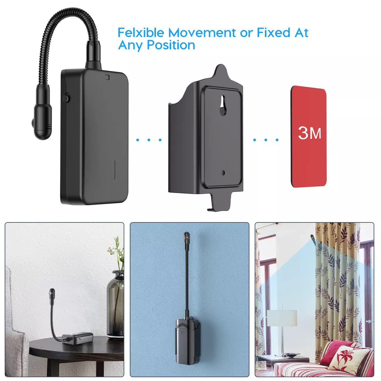 TECHNOVIEW Spy 4K WiFi Hidden Camera - Wireless Security Camera with 12-Hour Battery, Flexible Neck & Motion Detection for Home & Office Surveillance | Perfect for Baby Monitoring, Pet Watching & Indoor Security
