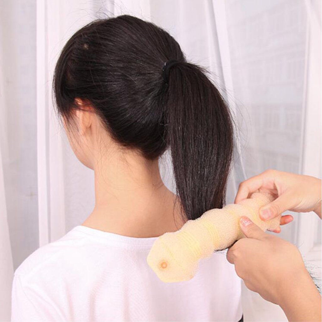 Lightweight Comfortable Sponge Hair Bun Maker - Hair Styling Tool for Women (2-Pack, Beige) | Perfect for Updos, Ponytails & Everyday Hairstyles