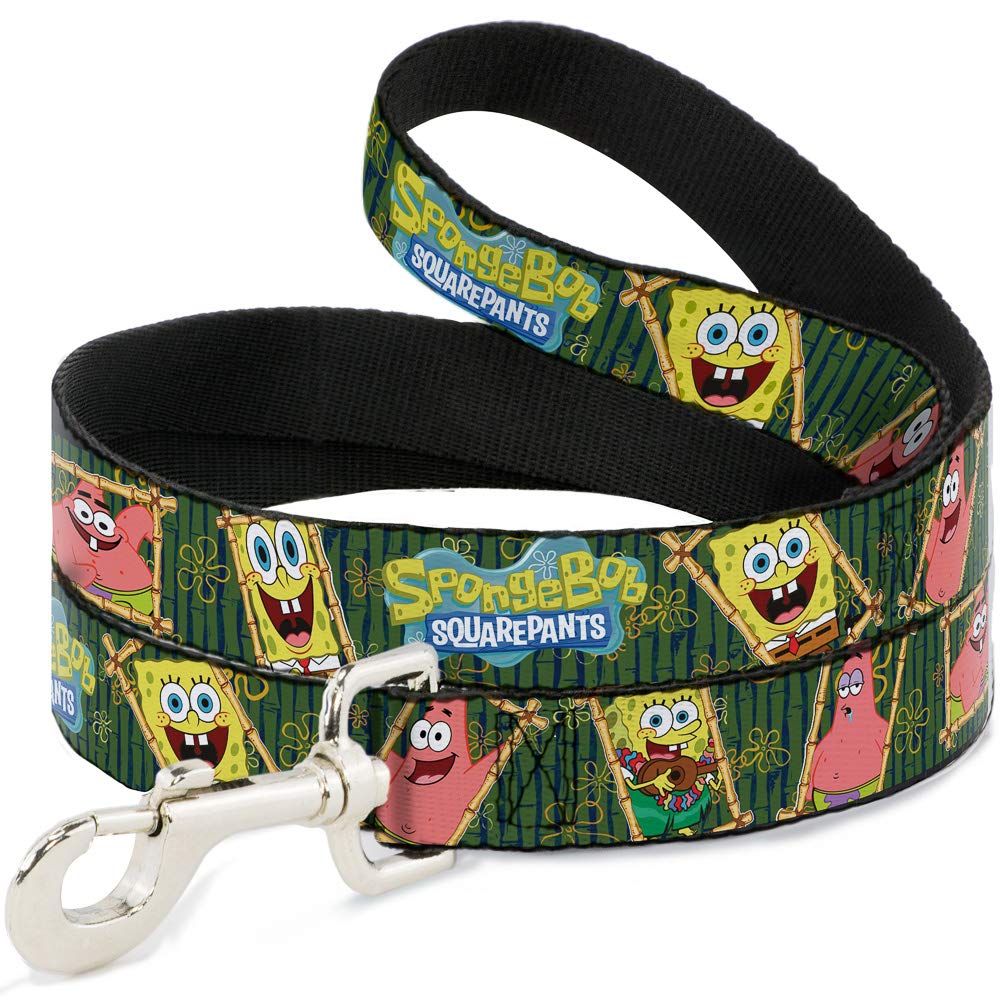 Spongebob & Patrick Starfish Dog Leash - 6 Feet Long, 1.5 Inch Wide with Bamboo Frame - Perfect for Beach Walks, Dog Parks & Cartoon Lovers