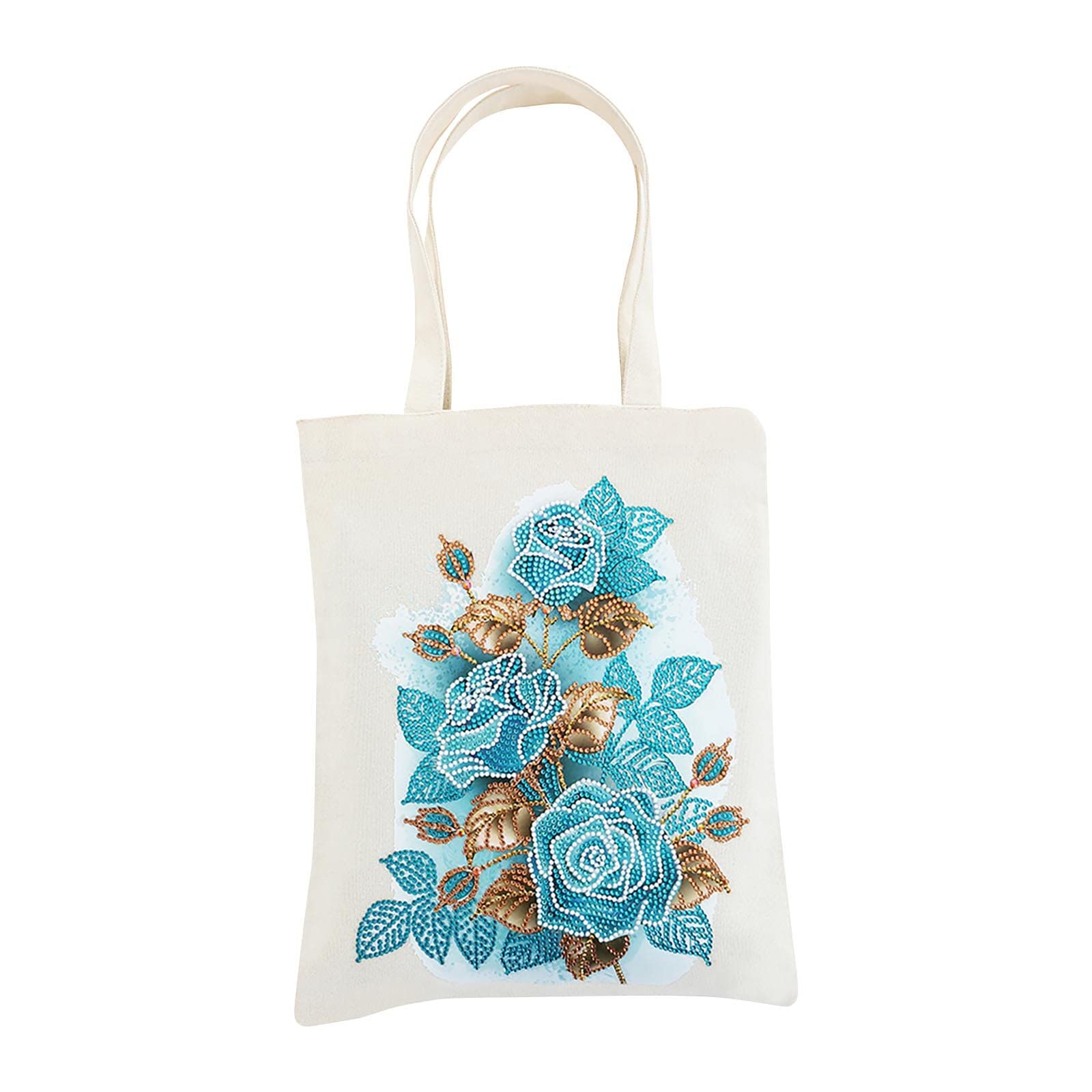5D DIY Diamond Painting Cotton Canvas Tote Bag - Reusable Grocery Shopping Bags for Women, Durable & Fashionable Handbag with Rhinestones - Perfect for Daily Use, Beach, Work & Travel Accessories