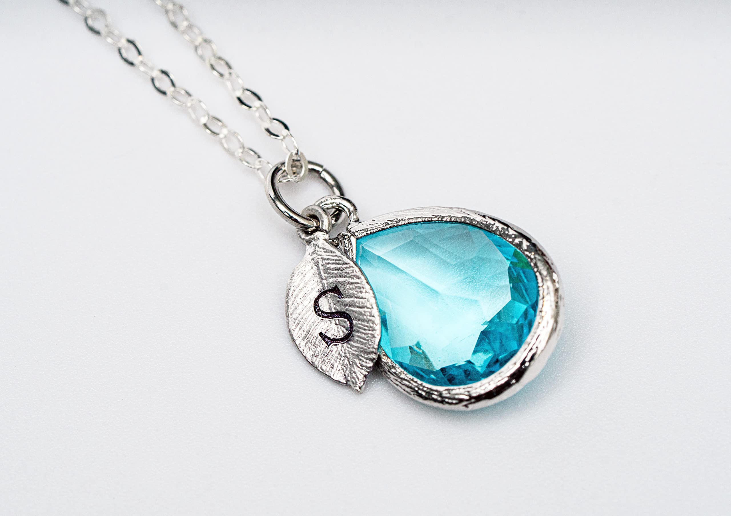 Personalized Aquamarine Necklace - March Birthstone Gift for Her | Bridesmaid Jewelry & Birthday Present