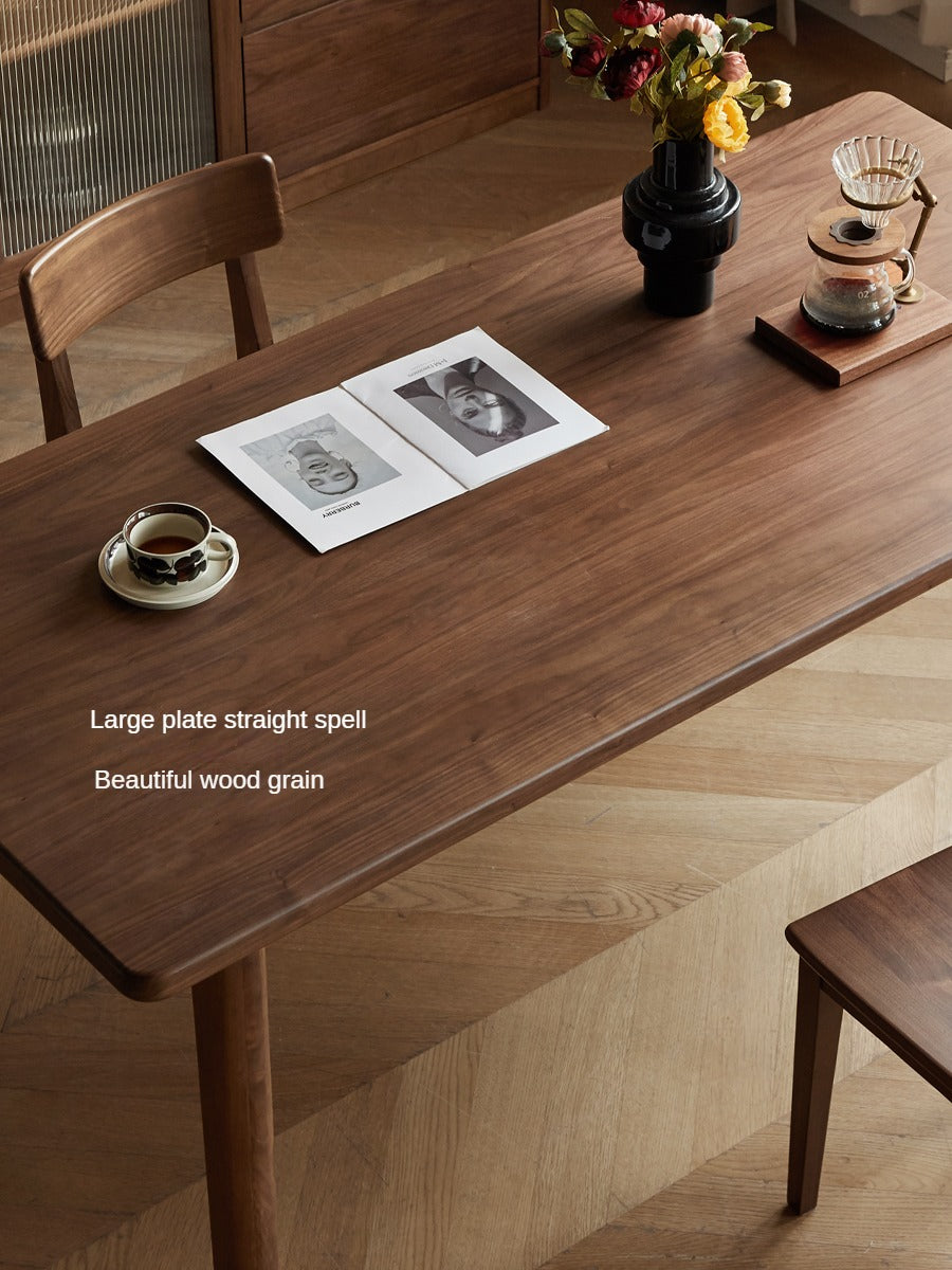 Premium Black Walnut Solid Wood Modern Dining Table - Large Rectangular Farmhouse Style for Kitchen, Dining Room & Open Concept Living Spaces