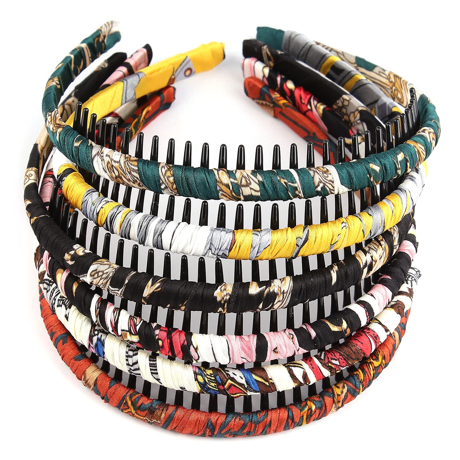 AMCAMI 6-Pack Non-Slip Resin Headbands for Women - Thin Hair Bands with Teeth for Makeup, Washing Face & Styling - Perfect Hair Accessories for Girls & Women (Gym, Yoga, Spa, Home Use)