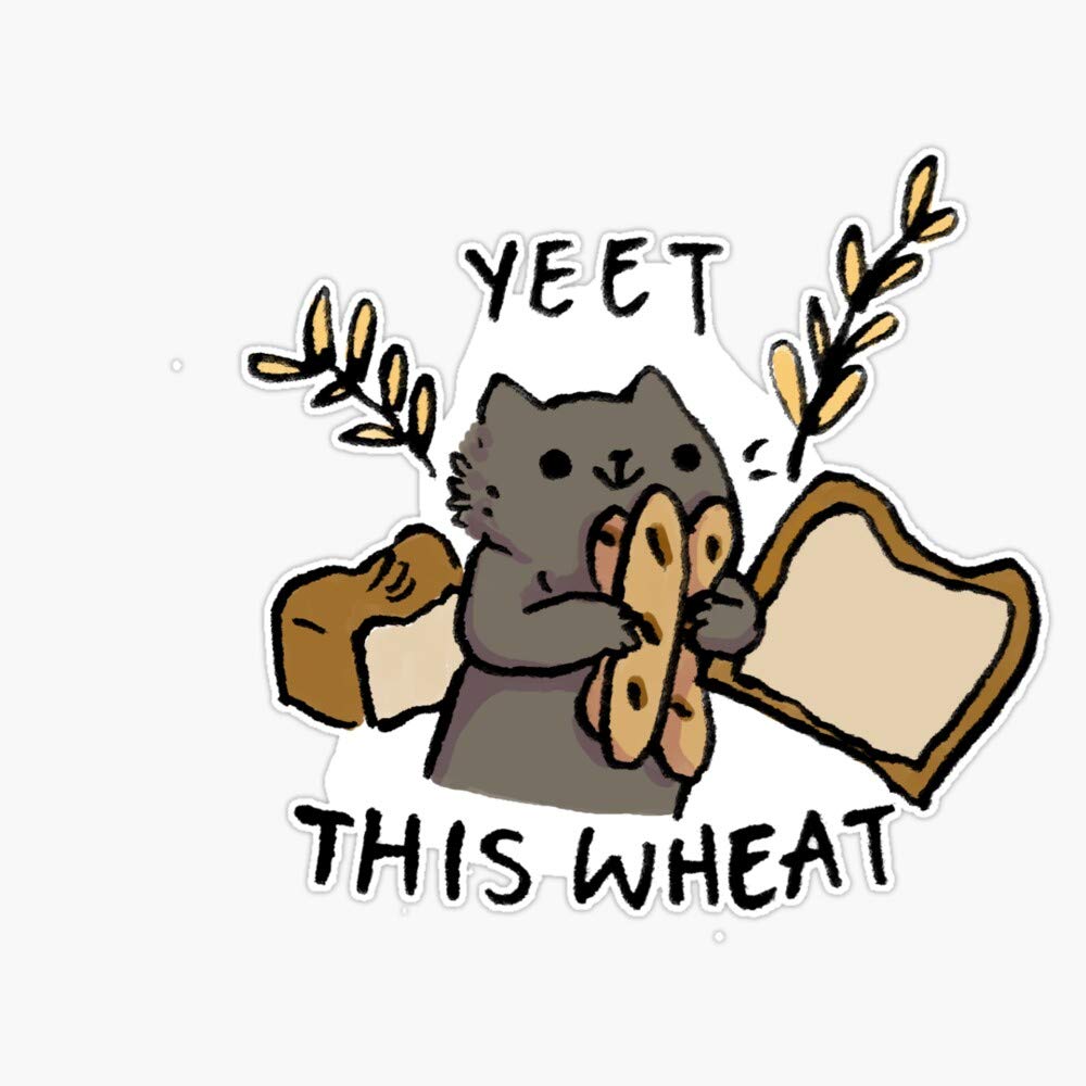 Leyland Designs Yeet This Wheat Cat Vinyl Sticker - Durable Outdoor Rated Decal for Windows, Bumpers, Laptops, Crafts, and DIY Projects - Perfect for Cars, Water Bottles, and Notebooks