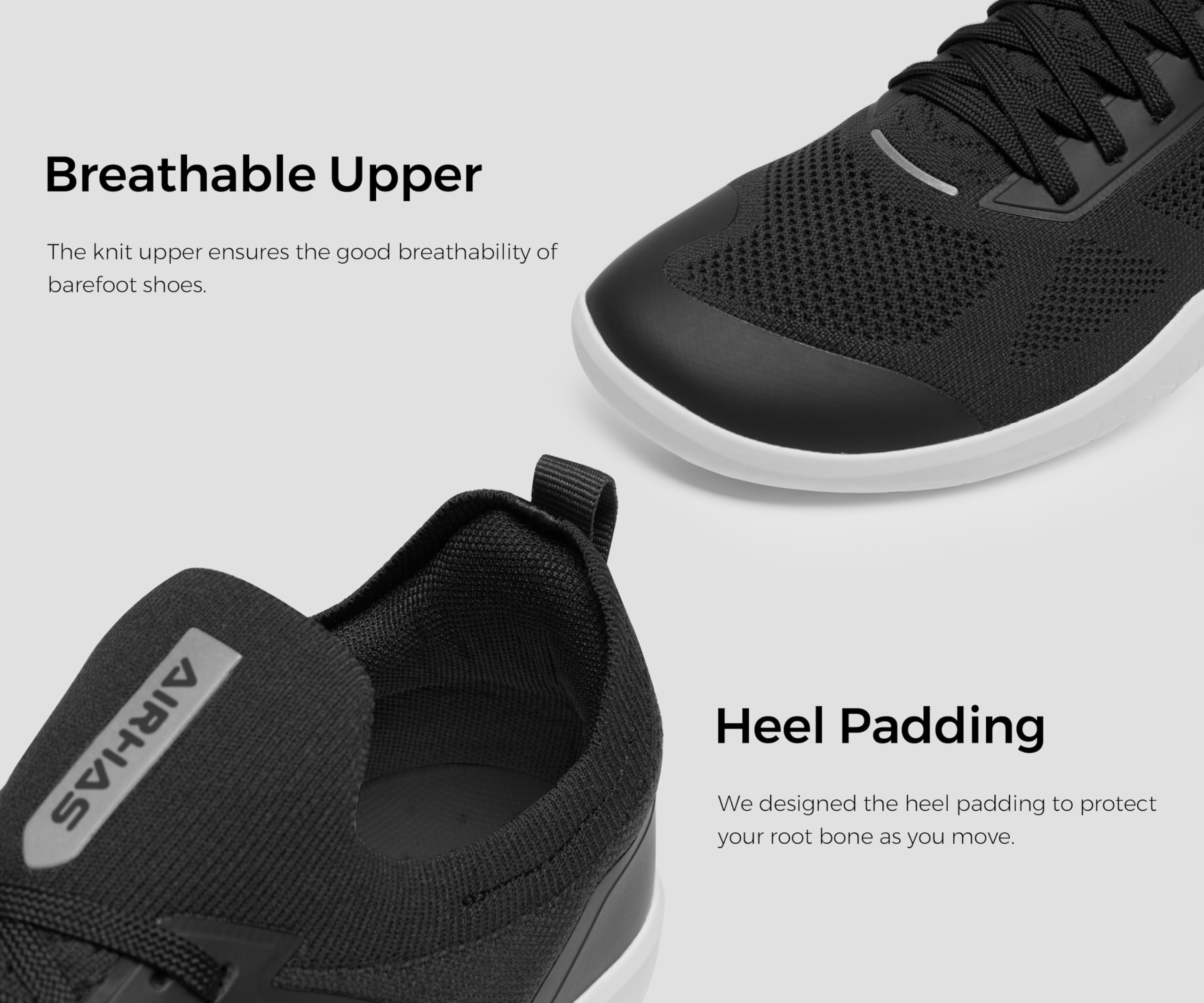 Men's Barefoot Zero Drop Running Shoes - Minimalist Gym & Cross Training Sneakers for Deadlifts (Black/White, Size 8.5) | Lightweight & Flexible for Natural Movement, Gym Workouts & Outdoor Activities