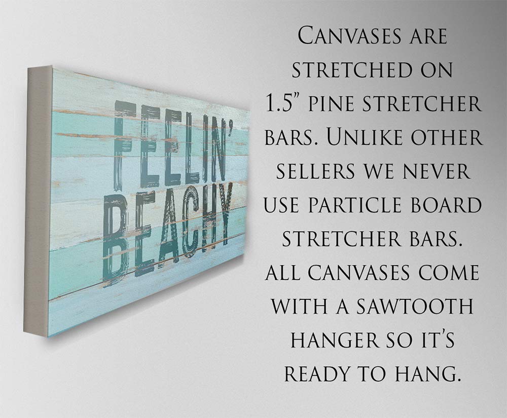 24x48 Wood Style Look Stretched Canvas Print - Coastal Beach Wall Art for Home Decor | Nautical Themed Living Room, Bedroom & Outdoor Beach Display | Perfect for Beach Houses, Summer Parties & Ocean Inspired Interiors