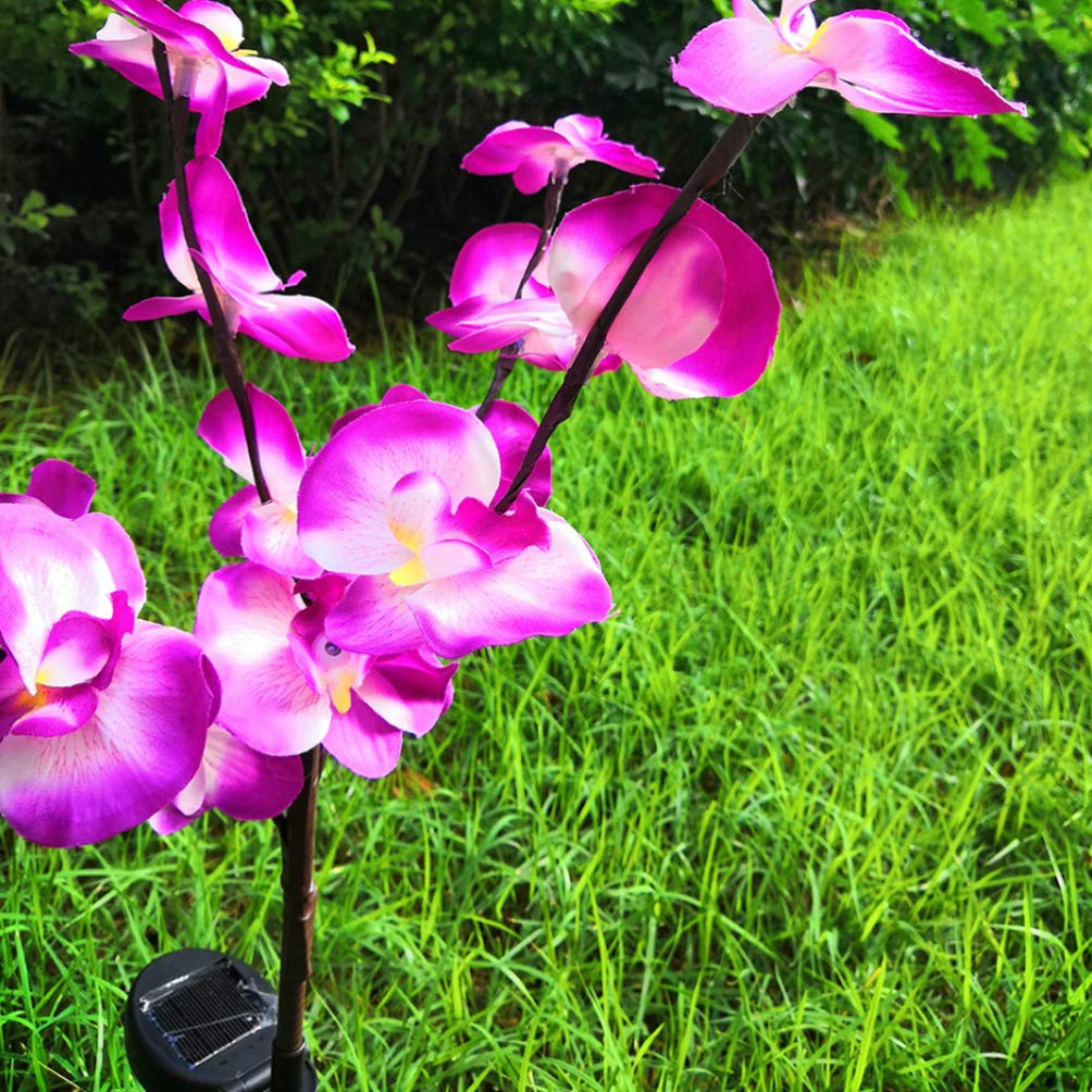 2 Pack Solar Flower Lights Outdoor - Waterproof Garden Decoration, Purple Tulip & Lily Solar Powered Lawn Lights for Pathway, Yard, Patio, Backyard, Walkway (Great for Evening Ambience & Landscape Lighting)